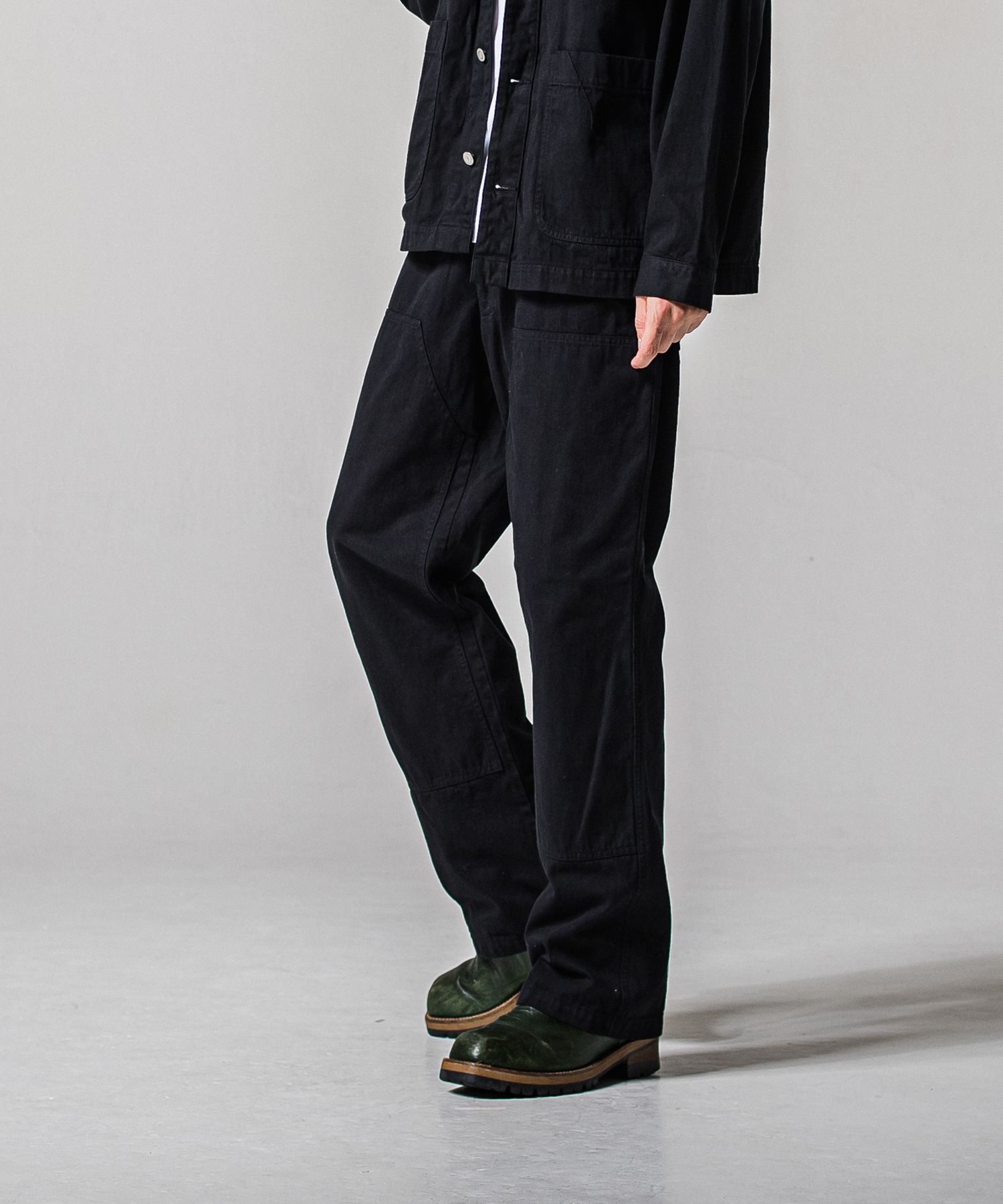 DOUBLE KNEE PT / RC39-ST-041 / ダブルニーワイドデニムパンツ / ブラック (2月中旬入荷予定)