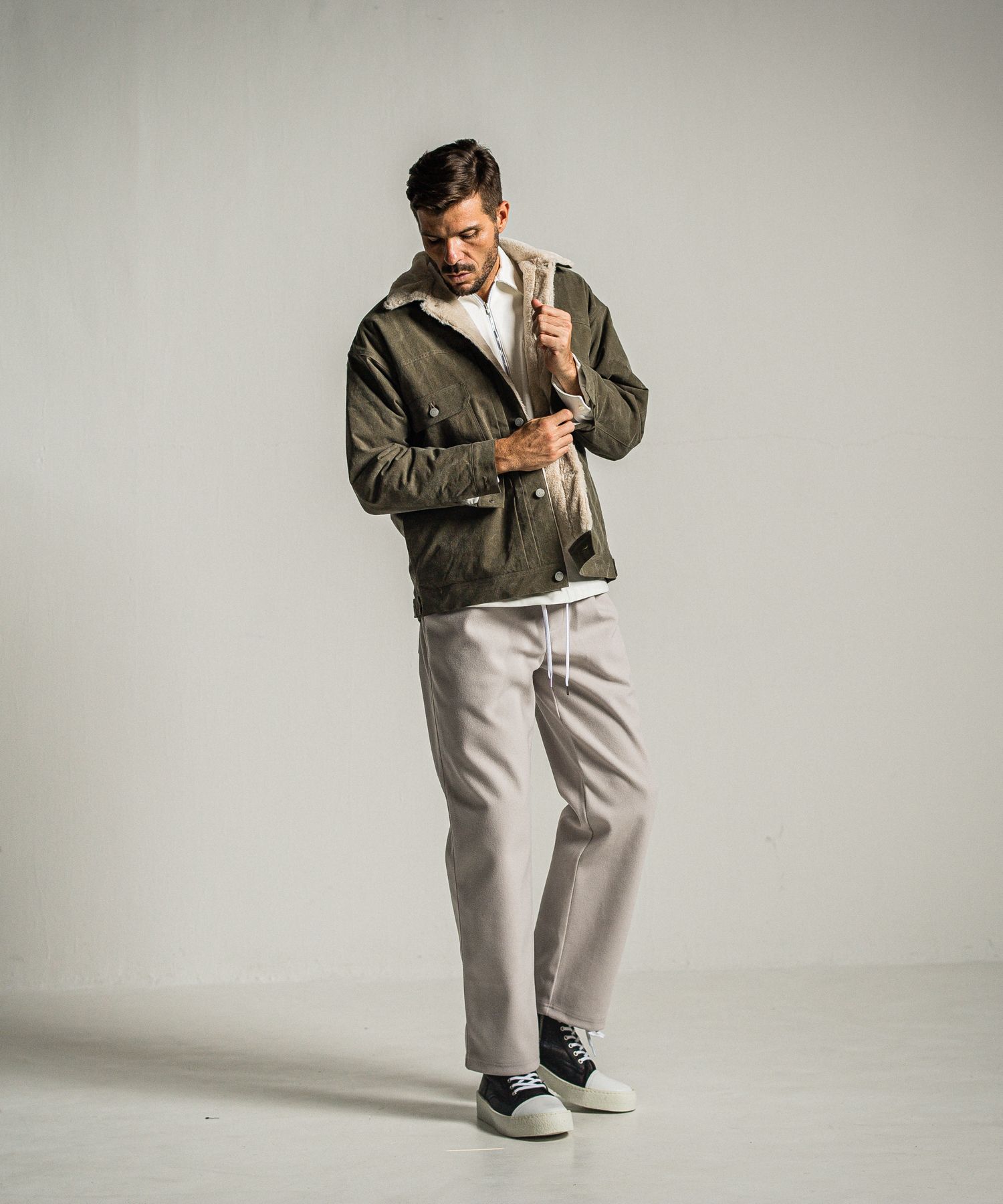 MELTON WIDE TUCK PANTS / RC34-ST-016WT / メルトンワイドタックパンツ / グレージュ