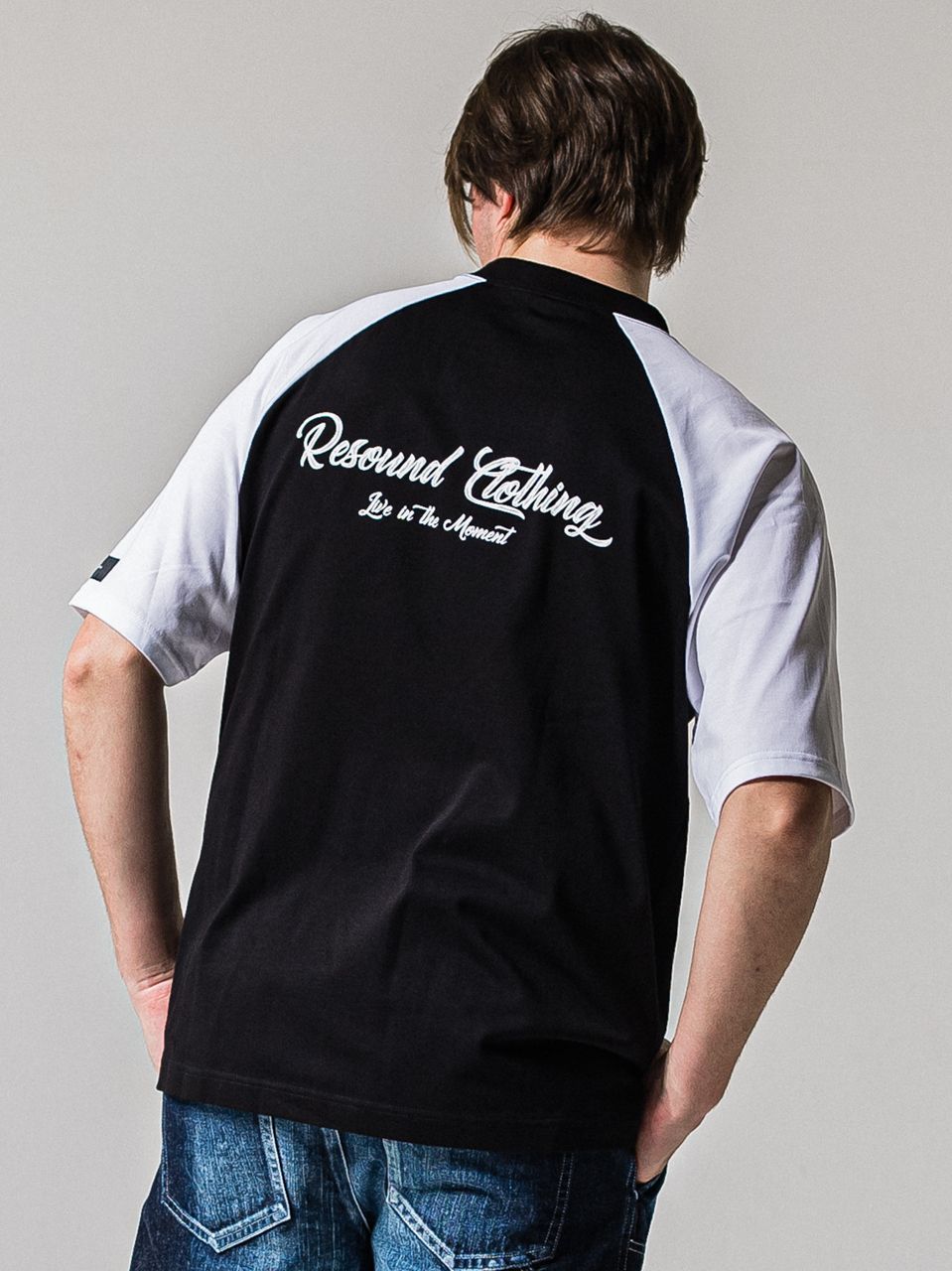 BACK RC RAGLAN OVER TEE / RC39-T-001 / バックロゴラグランビッグTシャツ / ブラック×ホワイト (4月上旬入荷予定)