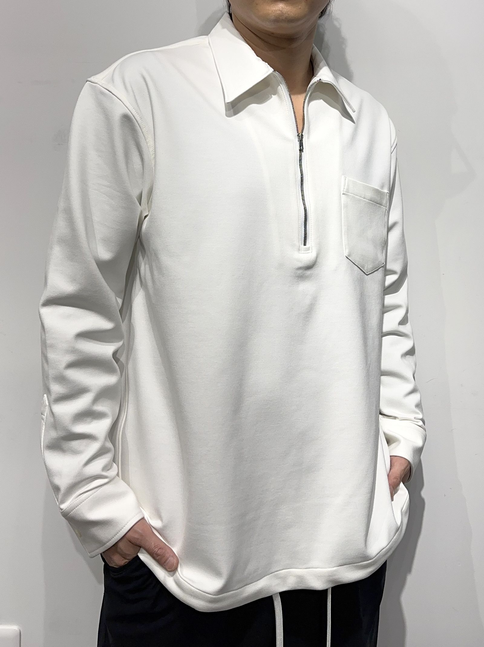 PULLOVER JERSEY SHIRT / RC34-SH-002 / 裏起毛ハーフジップシャツ / ホワイト