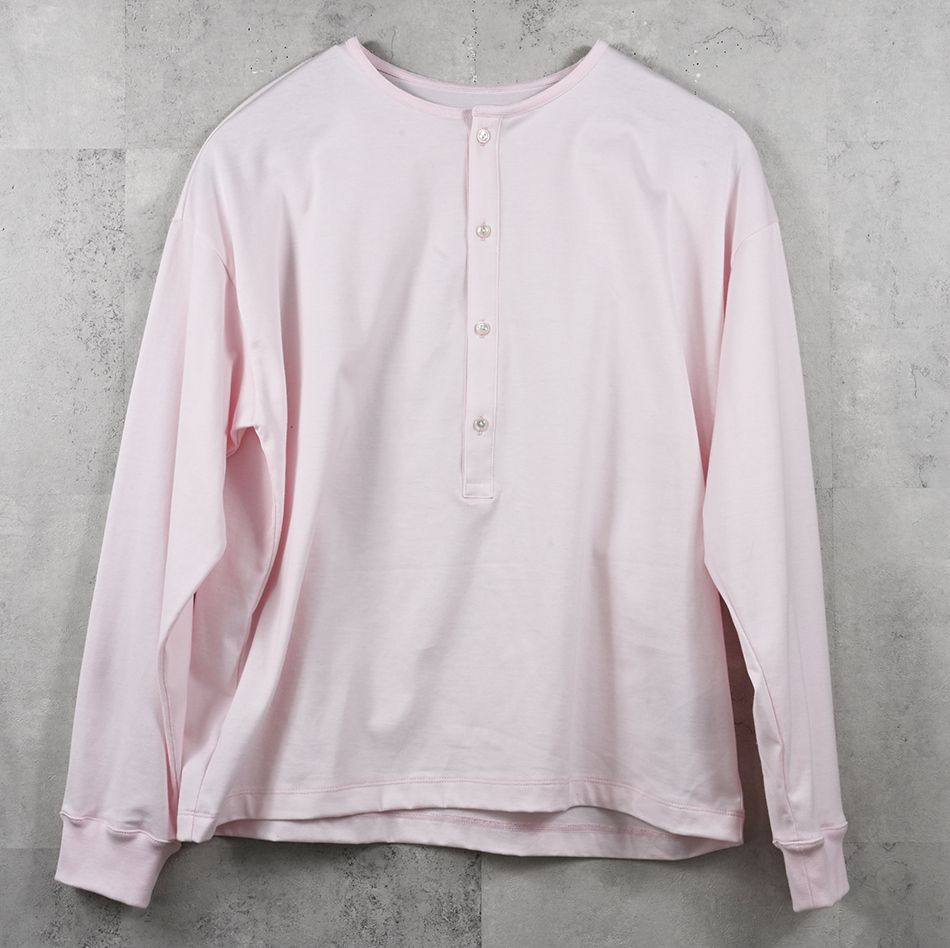 OVER HENRY LONGSLEEVE / RC41-T-004 / オーバーサイズヘンリーネック長袖Tシャツ / ピンク (7月中旬入荷予定)