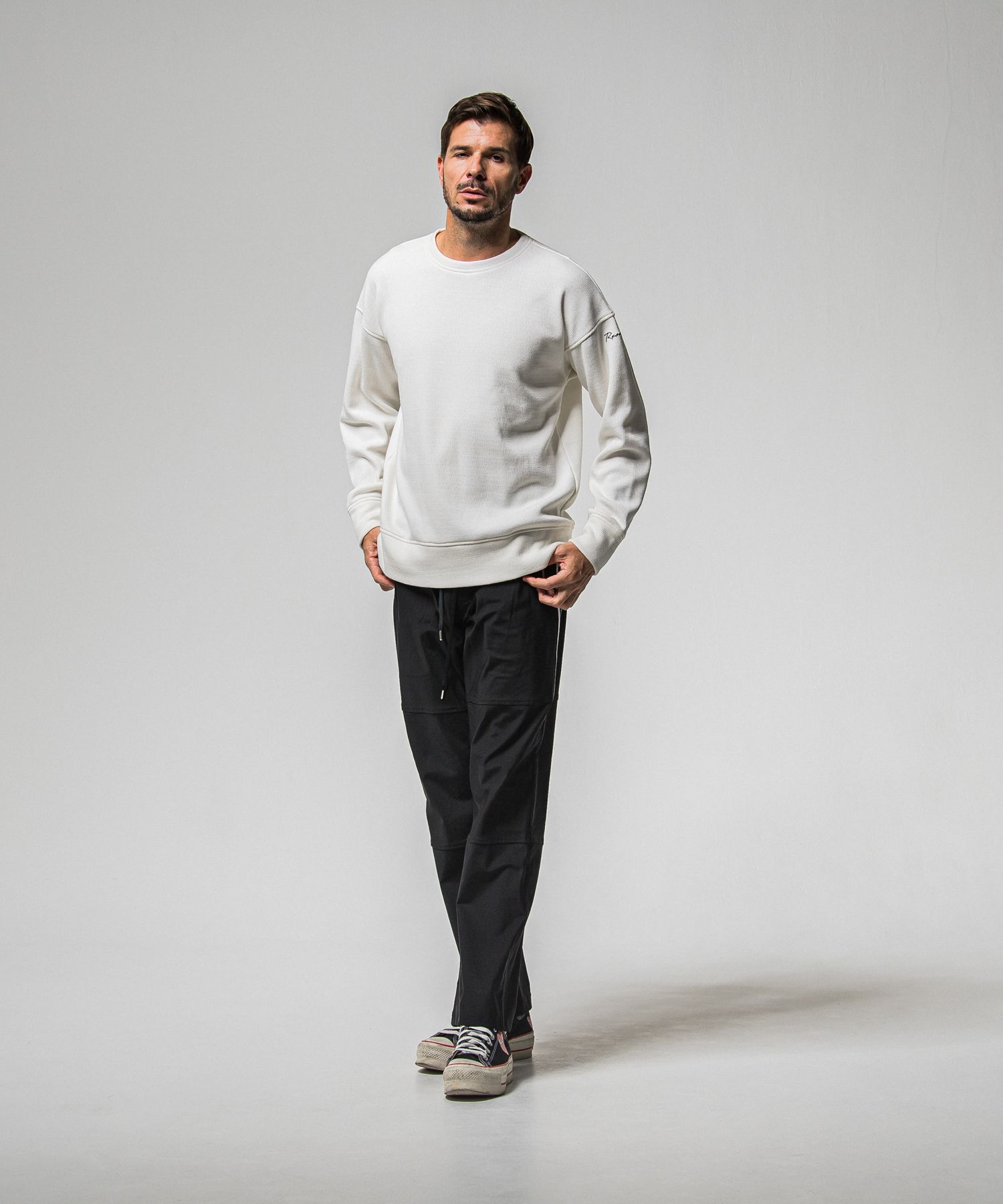 VELOURS FLEECE THERMAL LOOSE TRAINER / RC38-C-002 / 裏起毛サーマルトレーナー / ホワイト (10月中旬入荷予定)
