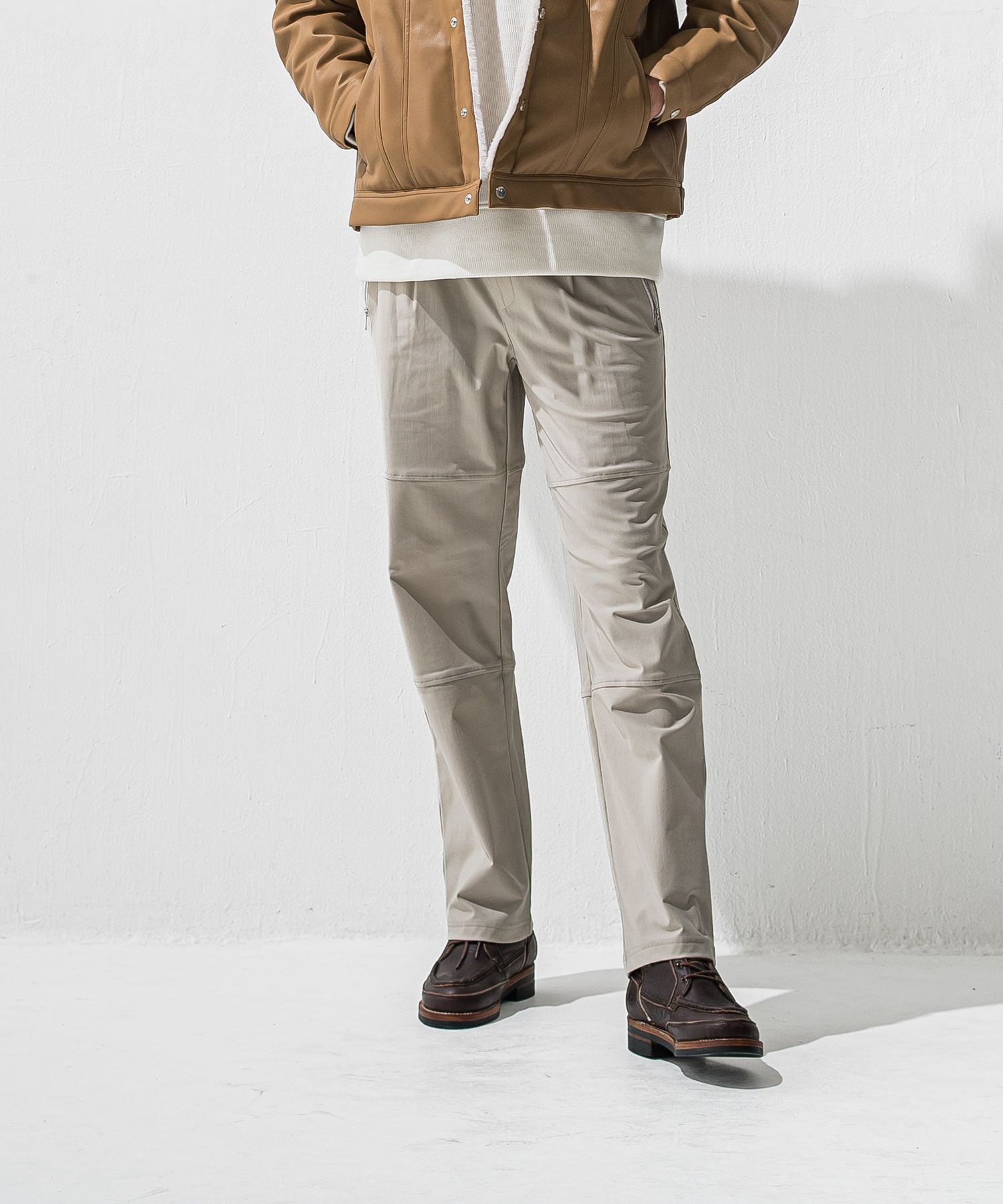 JOHNSON LINE HEAT WIDE TUCK PANTS / RC42-ST-009HWT / 裏起毛ジョンソンラインワイドタックパンツ / グレー×ホワイト (10月下旬入荷予定)