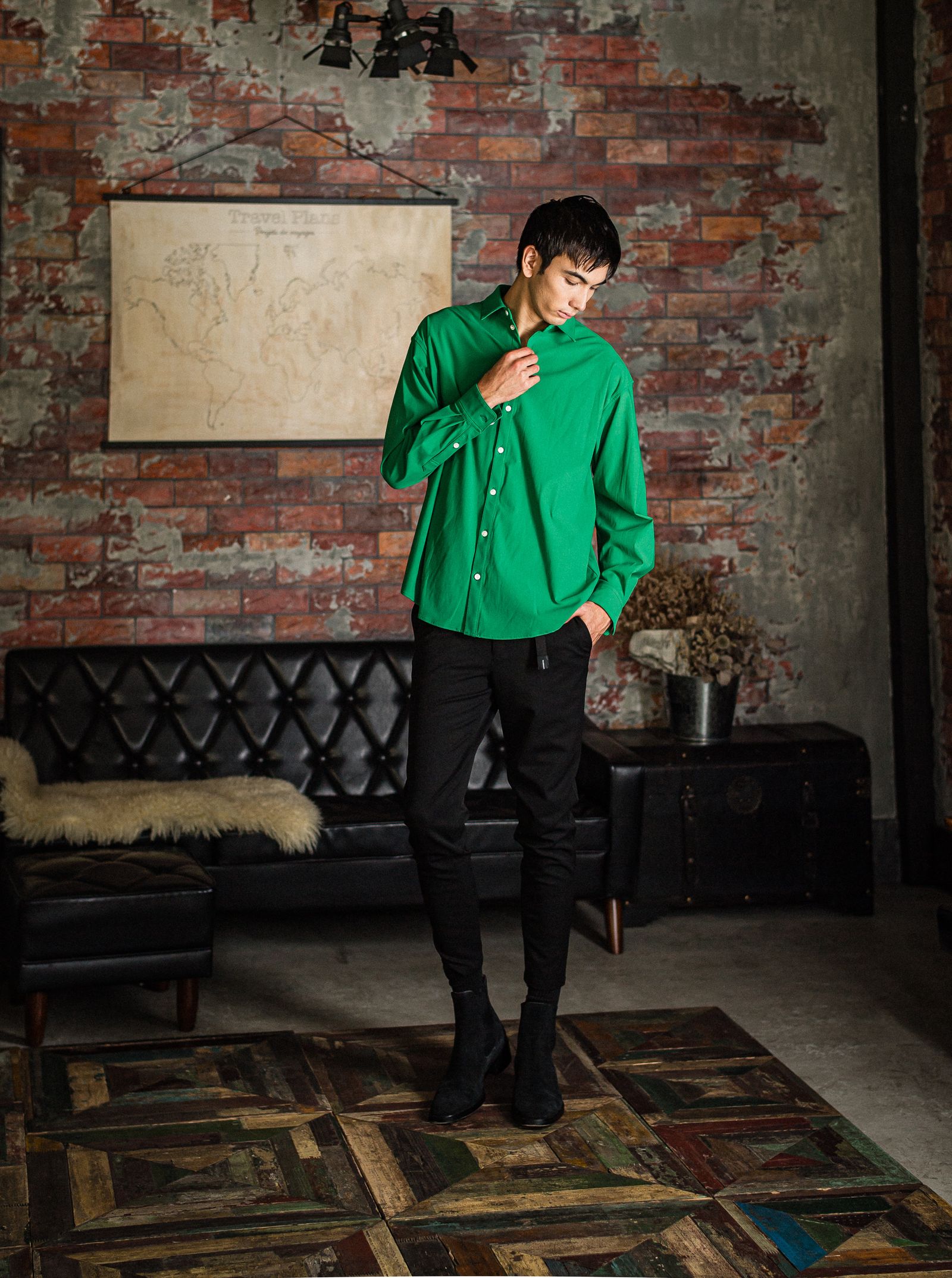 PAT TIGHT EASY PANTS / RC31-ST-037 / ベルト付きイージーパンツ / ブラック