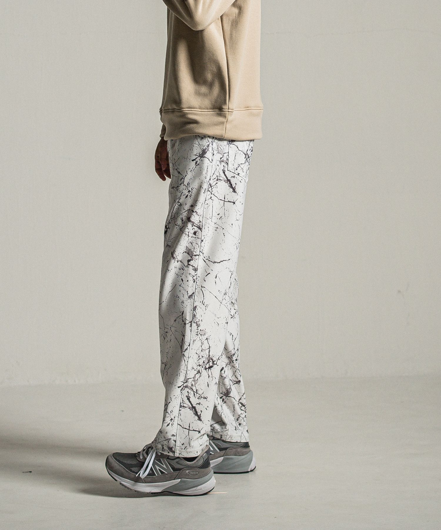 WIDE TUCK PANTS / RC34-ST-016WT / ペイント柄ワイドタックパンツ / グレー