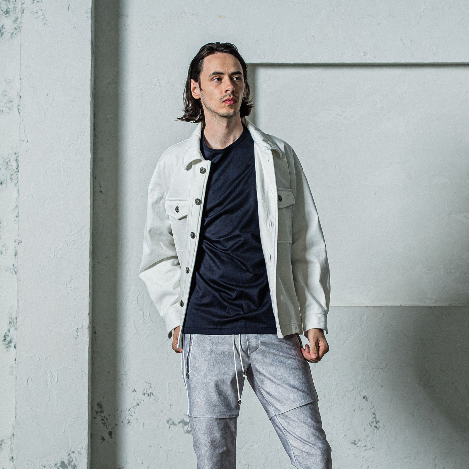 DENIM JERSEY OVER CPO / RC35-JK-002 / デニムジャージCPOジャケット / ホワイト