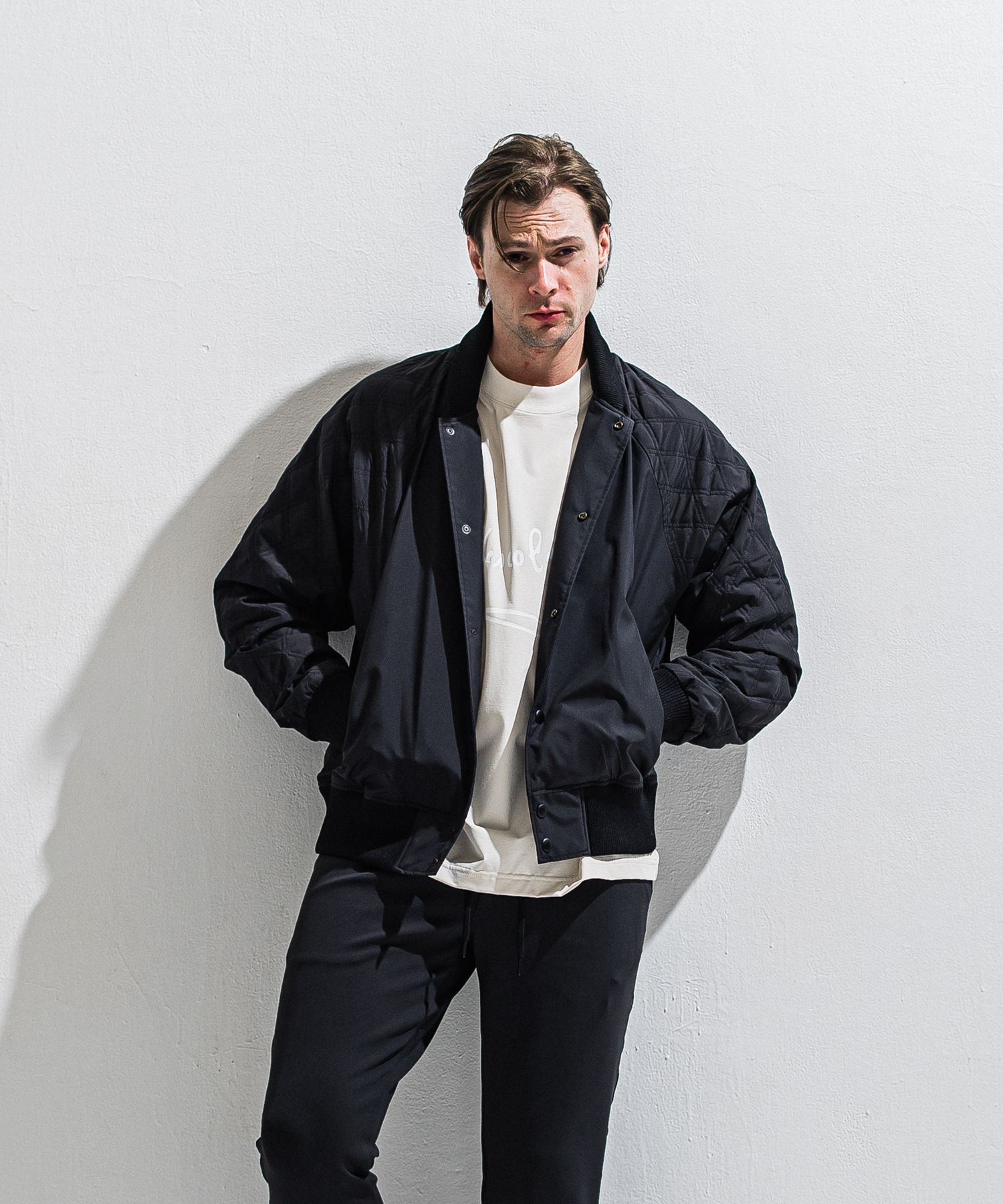 PB VARSITY JACKET / DP1-JK-001 / キルティングナイロンスタジャン / ブラック (2月中旬入荷予定)