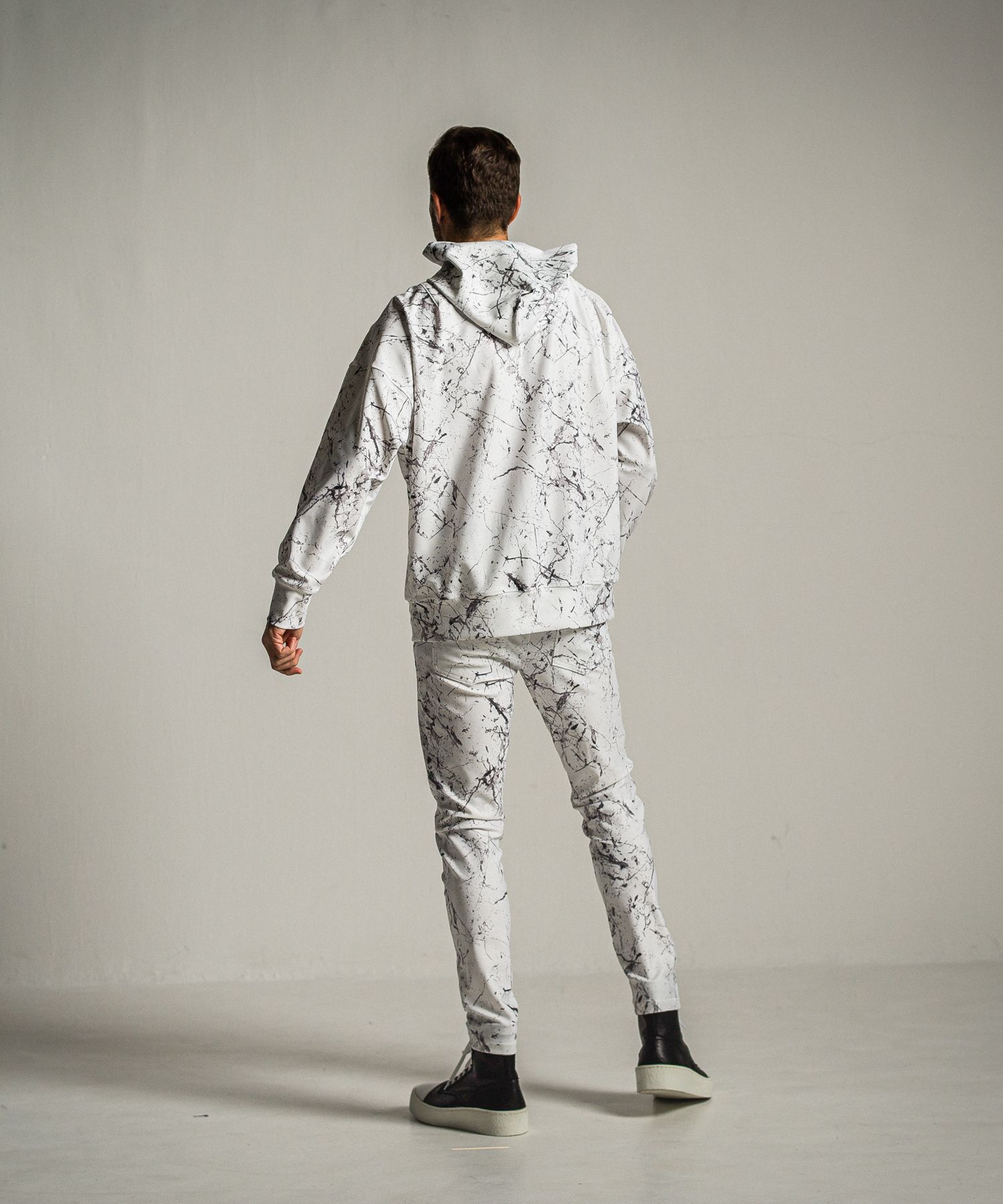 PAINT LOOSE HOODIE / RC34-C-008 / ペイント柄ルーズパーカー / グレー