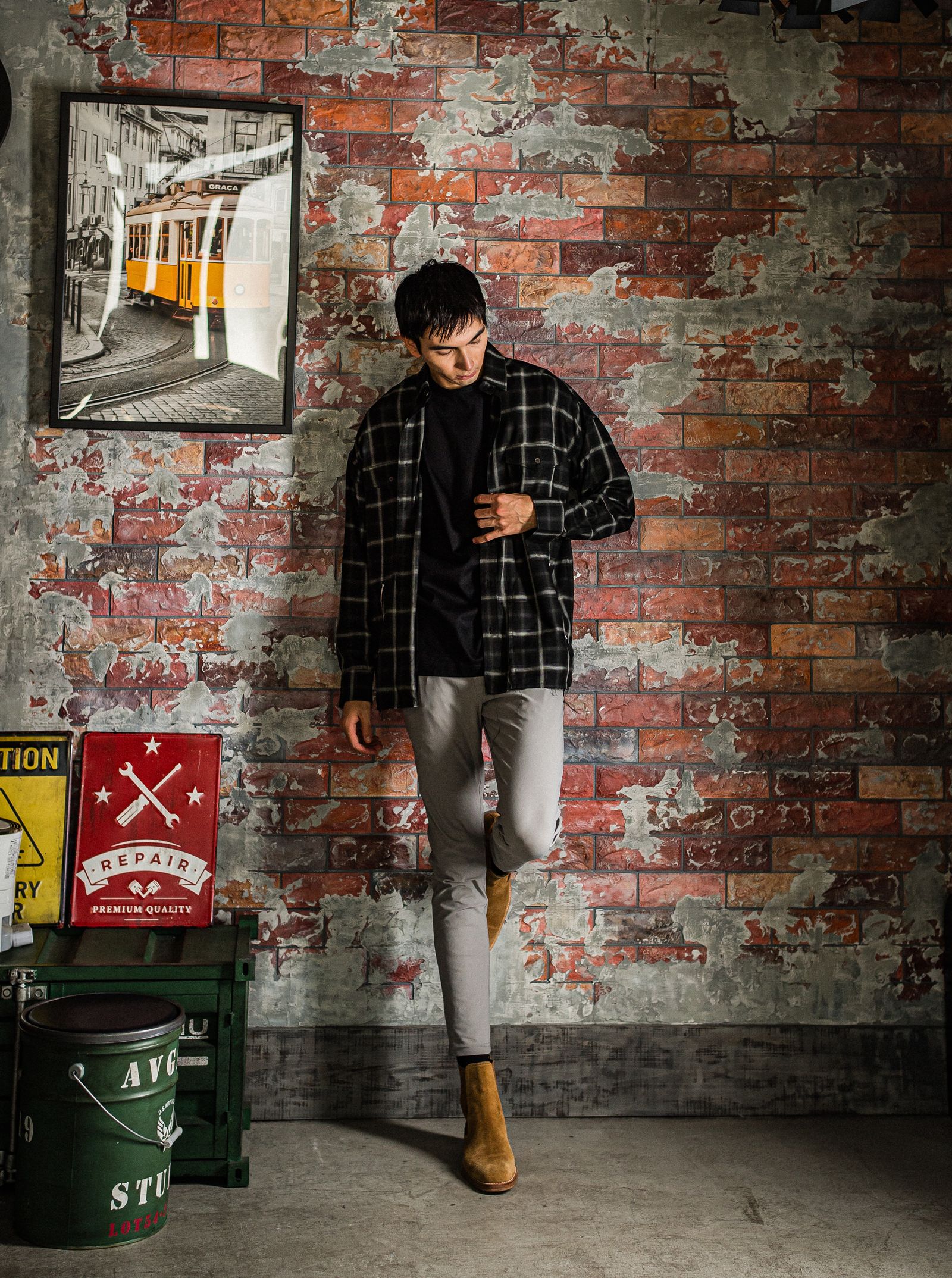 OVER GOWN CHECK SHIRTS / RC31-SH-003 / オーバーチェックシャツ / ブラック