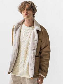 LEATHER FUR CAVER ALL / RC42-JK-002 / エコレザーファーカバーオール / ベージュ (11月中旬入荷予定)