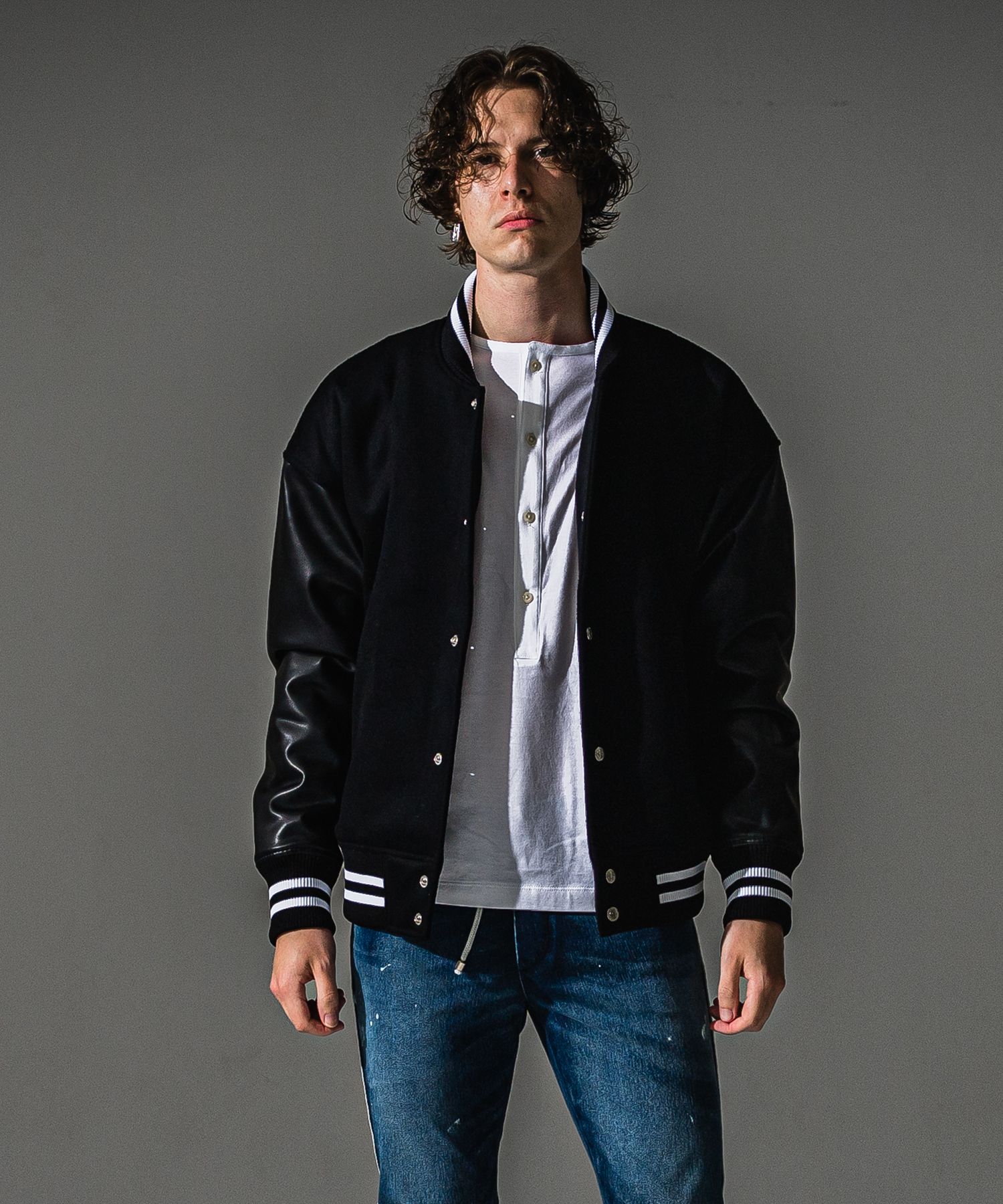 VARSITY JACKET / RC41-JK-008 / スタジャン / ブラック (10月下旬入荷予定)