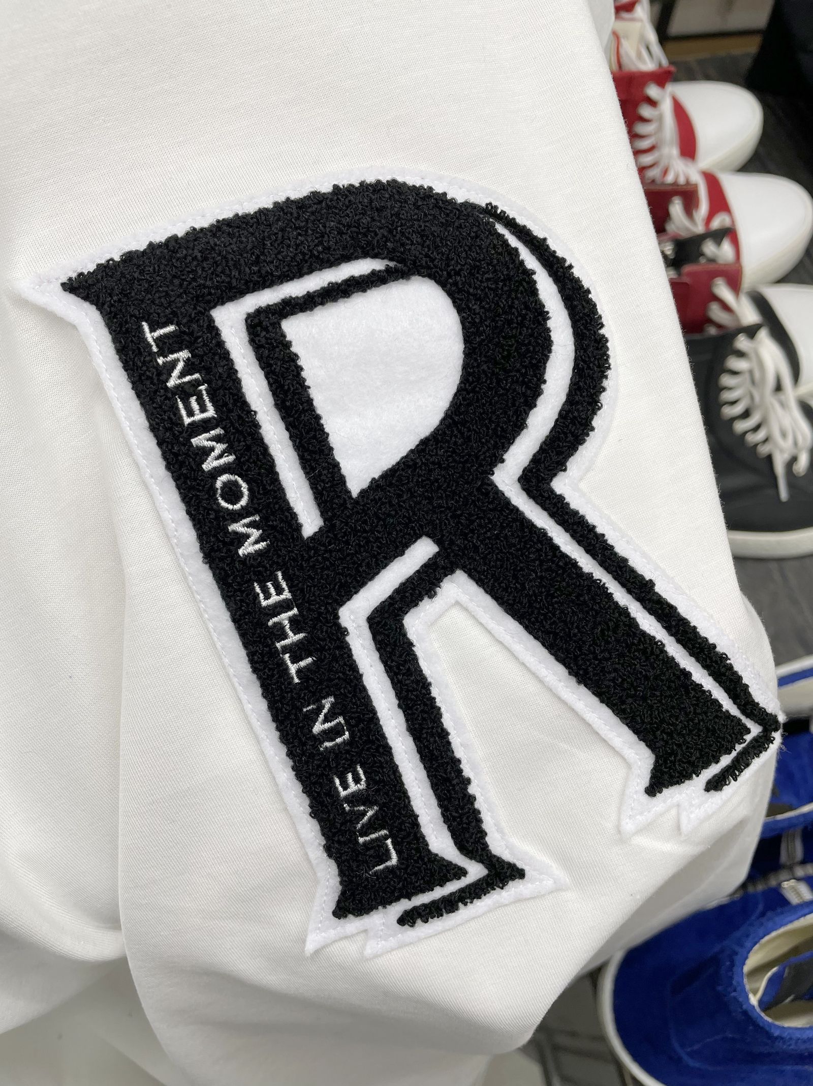 R CHENILLE LOOSE TEE / RC27-T-004 / 刺繍ワッペンビッグTシャツ / ホワイト※