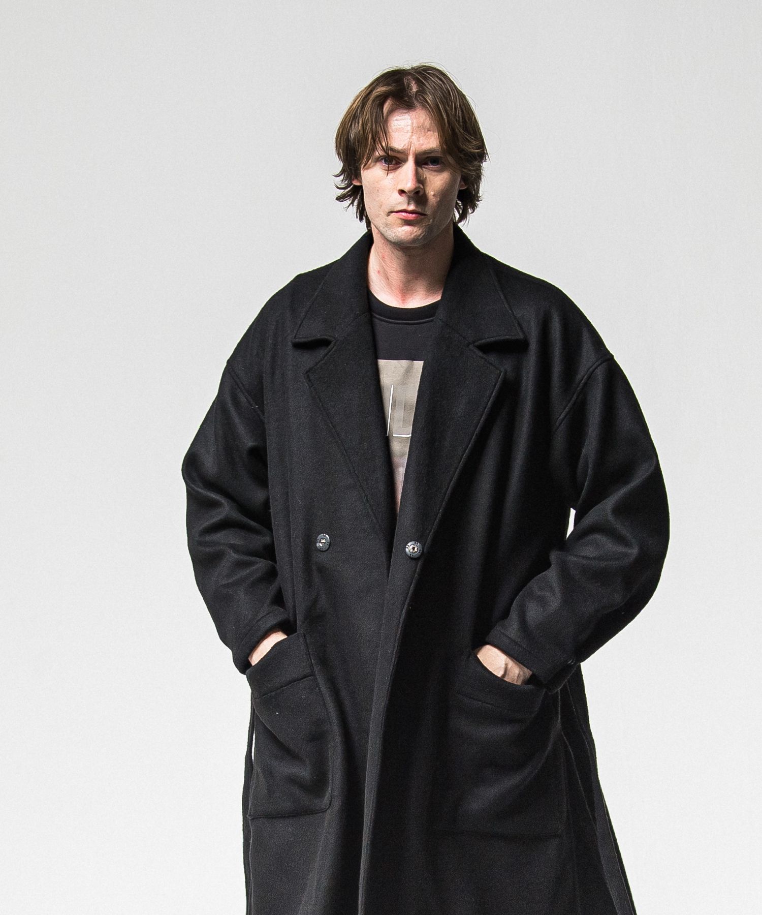 GOWN OVER COAT / RC38-JK-004 / オーバーサイズガウンコート / ブラック (11月上旬入荷予定)