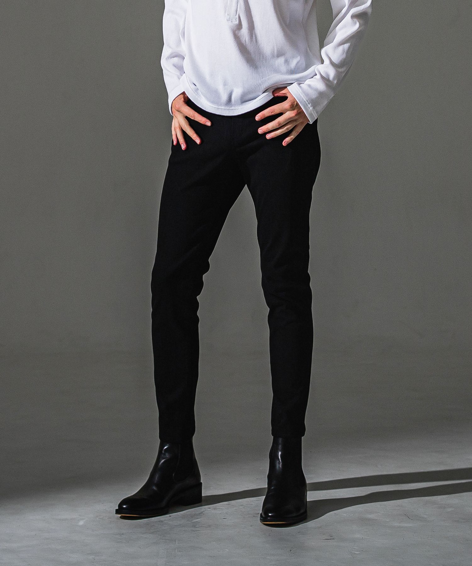 MICK DENIM JERSEY / BASIC-ST-020 / デニムジャージテーパードパンツ / ブラック (9月上旬入荷予定)