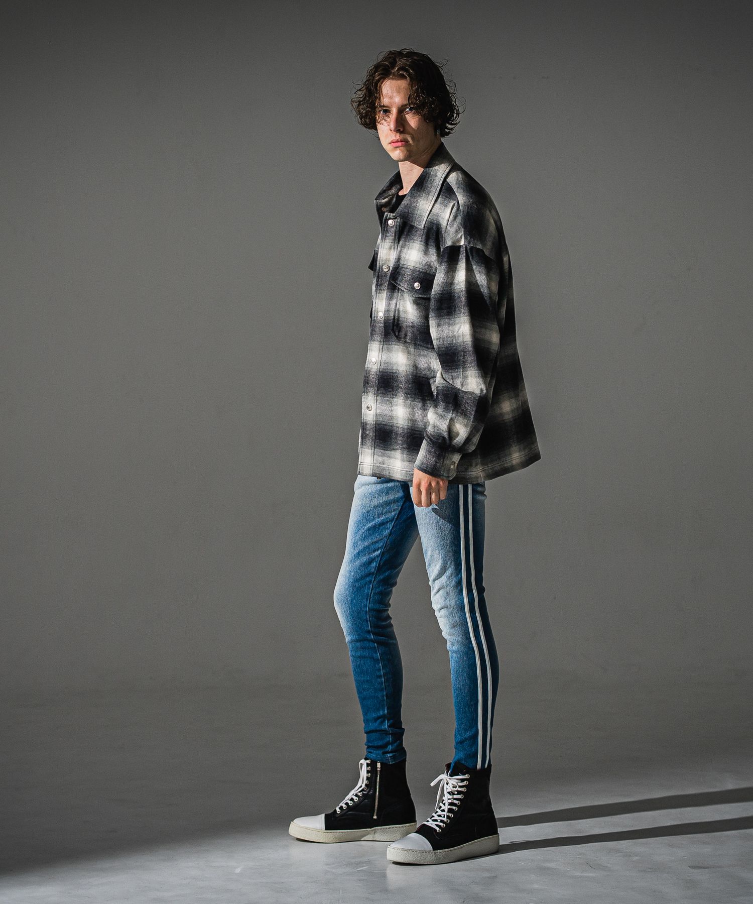 FLANNEL CHECK JK / RC41-JK-006 / フランネルチェックCPOジャケット / ブラック (8月下旬入荷予定)