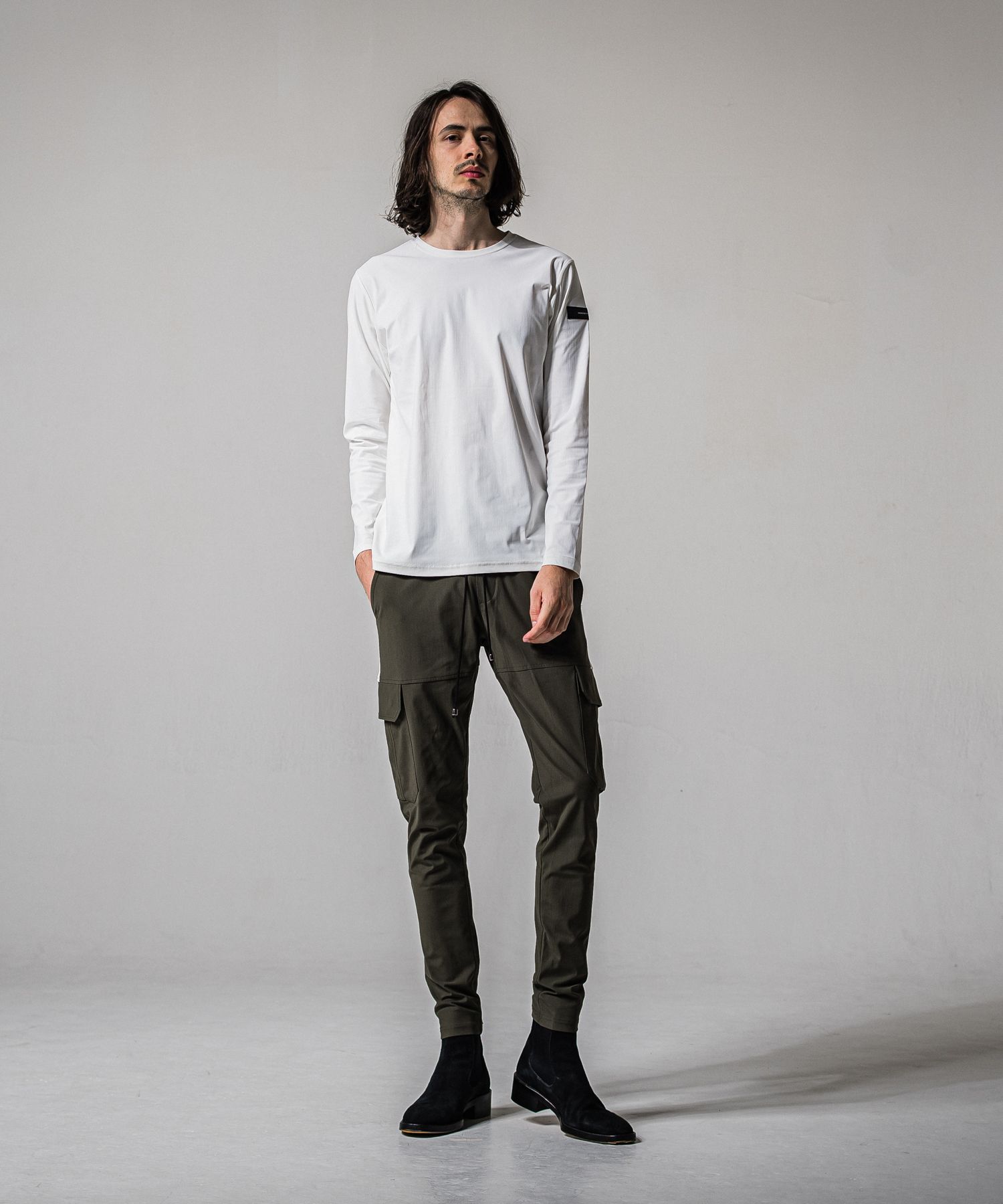 NYLON LONGSLEEVE TEE / RC39-T-006 / 無地ナイロン長袖Tシャツ / ホワイト (3月上旬入荷予定)