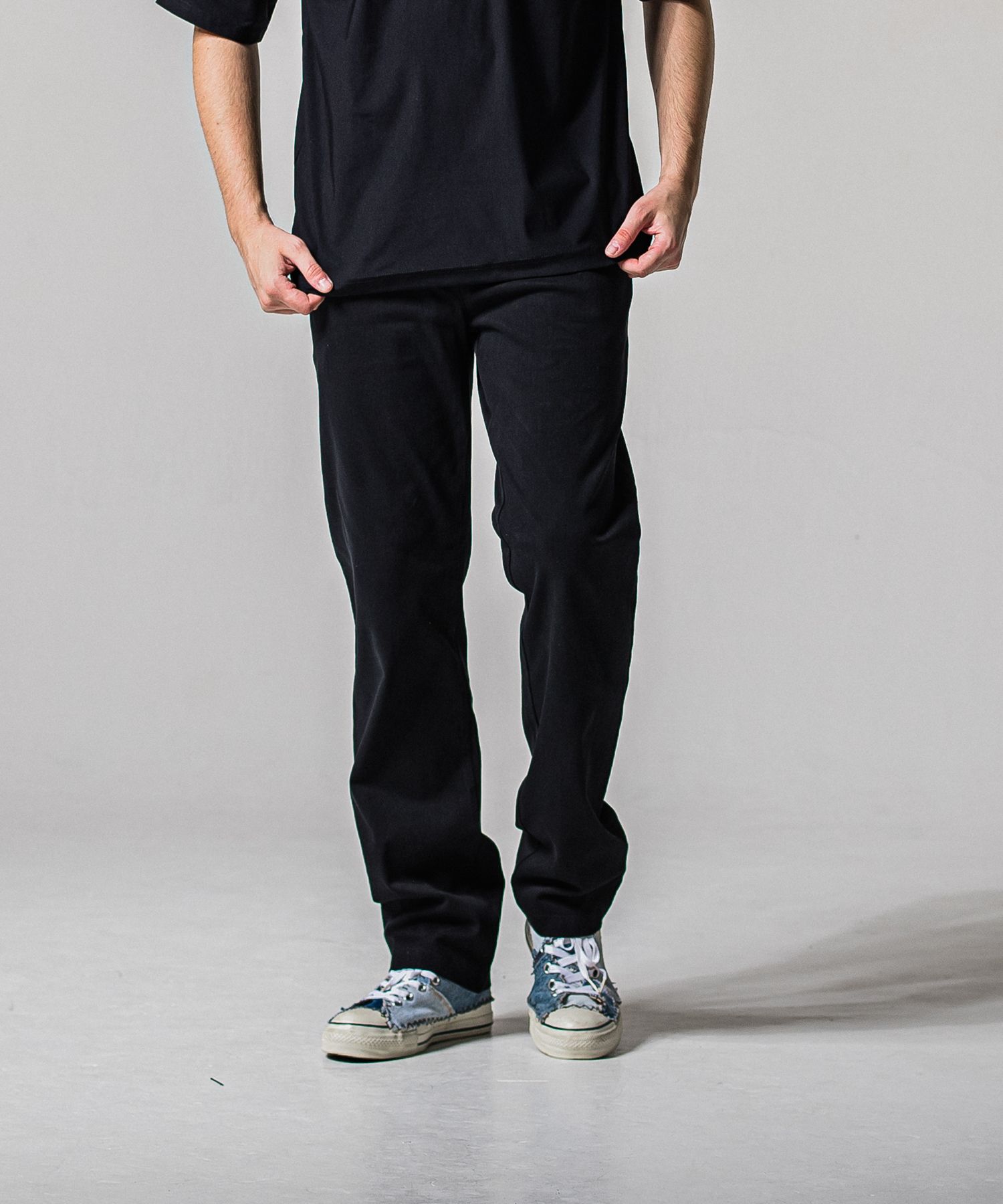 DENIM JERSEY WIDE PT / RC39-ST-016WTD / ライトオンスデニムジャージ ワイドパンツ / ブラック (1月下旬入荷予定)