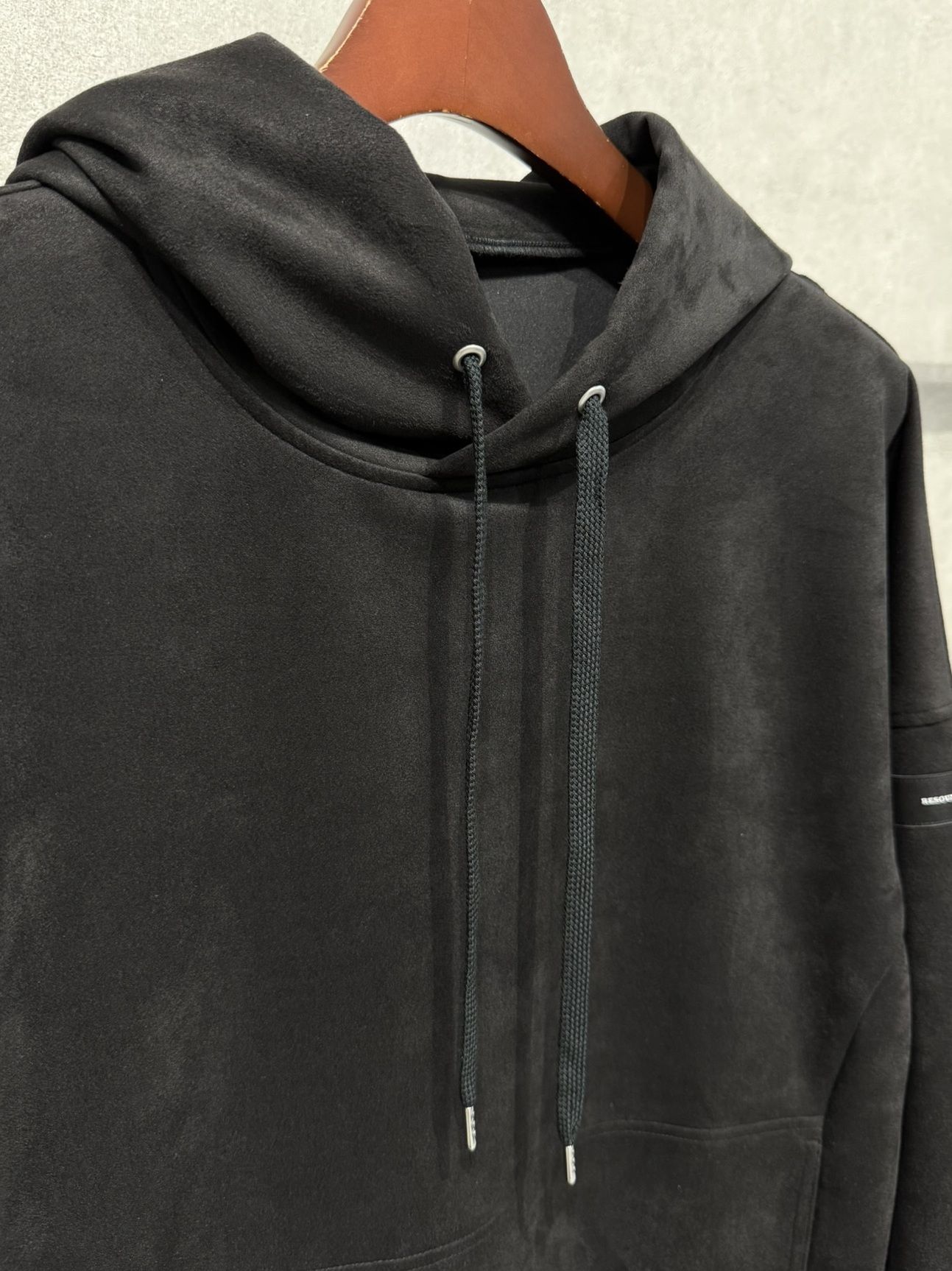 SUEDE LOOSE HOODIE / RC38-C-006 / スエードパーカー / ブラック