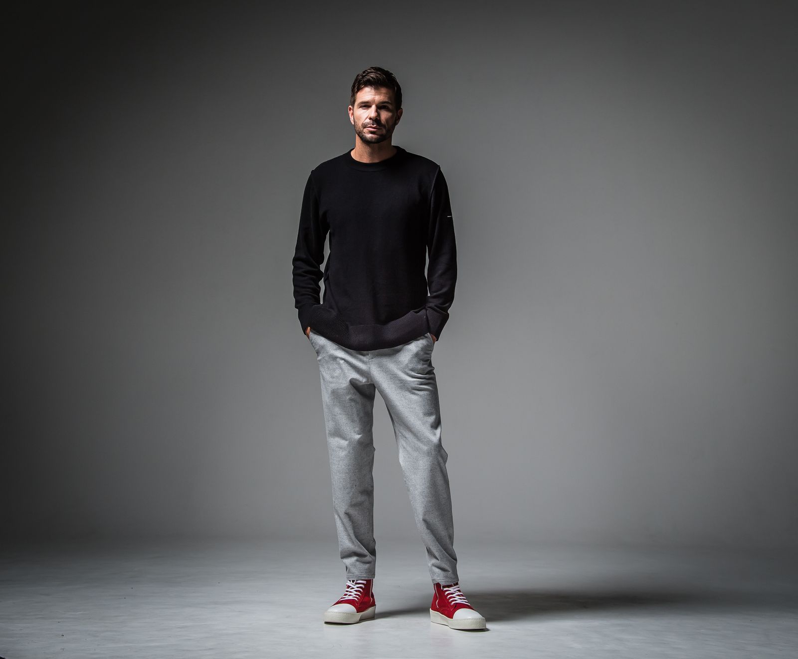OUT SEAM SWEATER / RC30-K-001 / アウトシームニット / ブラック