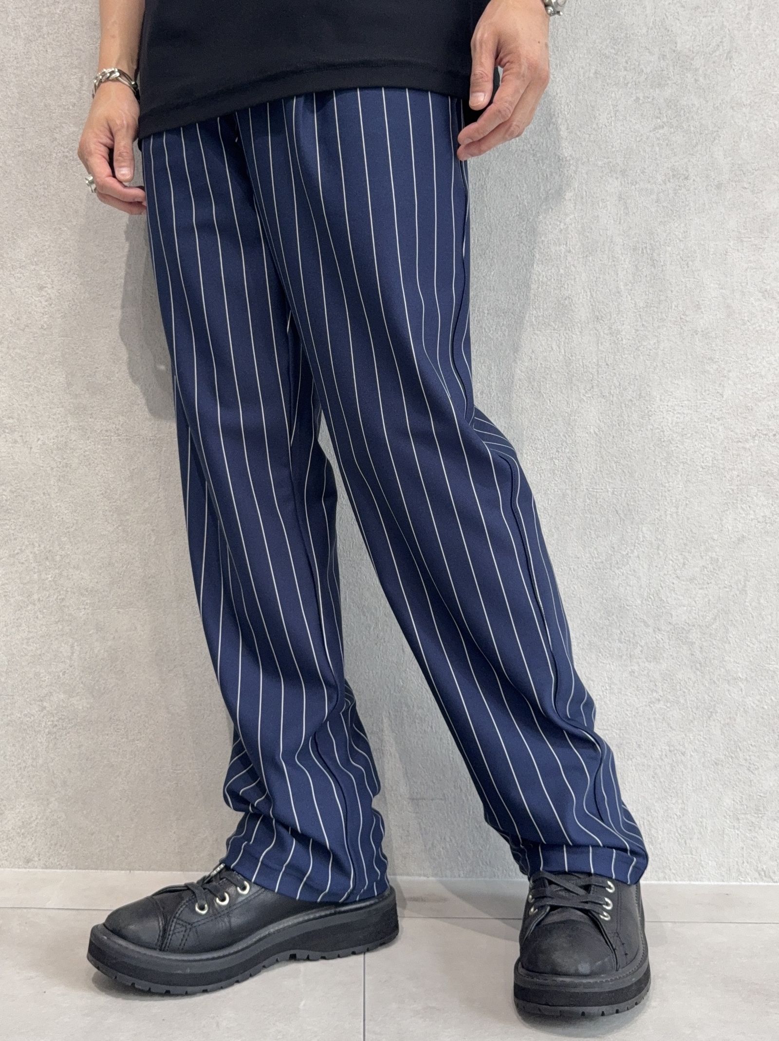 CHRIS EASY WIDE TUCK PANTS / RC35-ST-016WT / ワイドタックパンツ / ネイビーストライプ