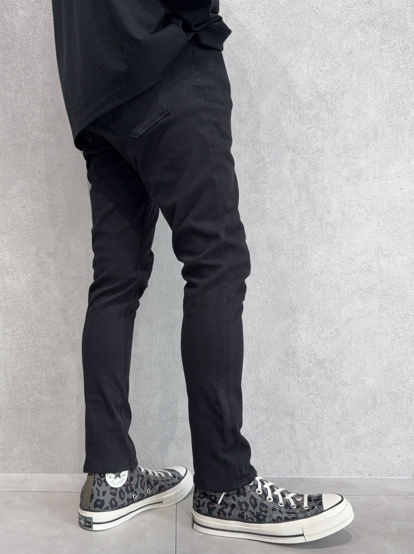 MICK DENIM JERSEY / BASIC-ST-020 / デニムジャージテーパードパンツ / ブラック
