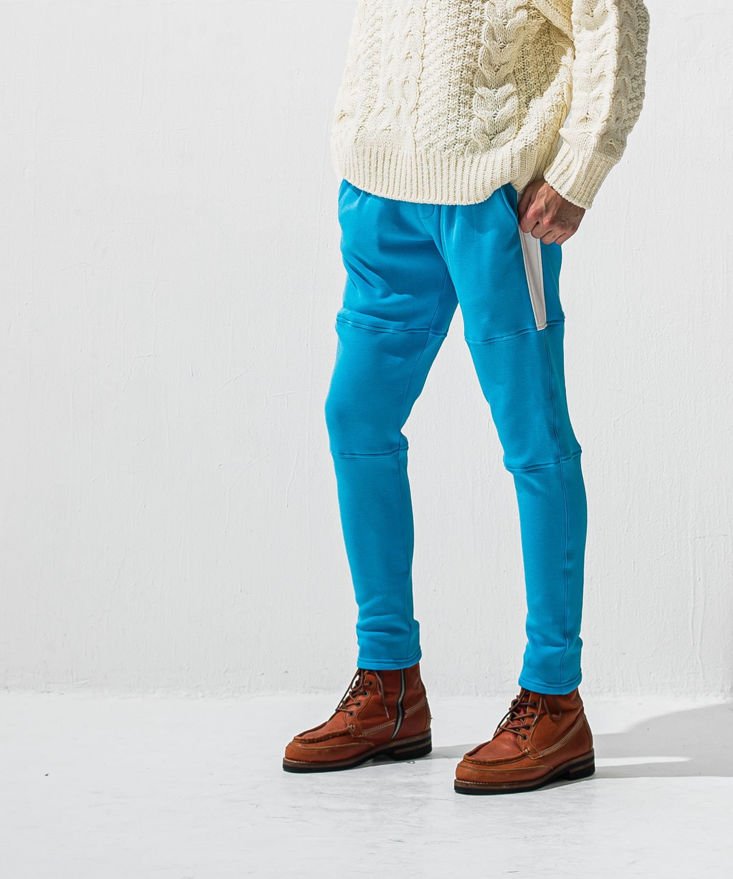 VELOURS FLEECE JT PT / RC42-ST-045 / 裏起毛切り替えラインタックパンツ / ブルー (11月中旬入荷予定)
