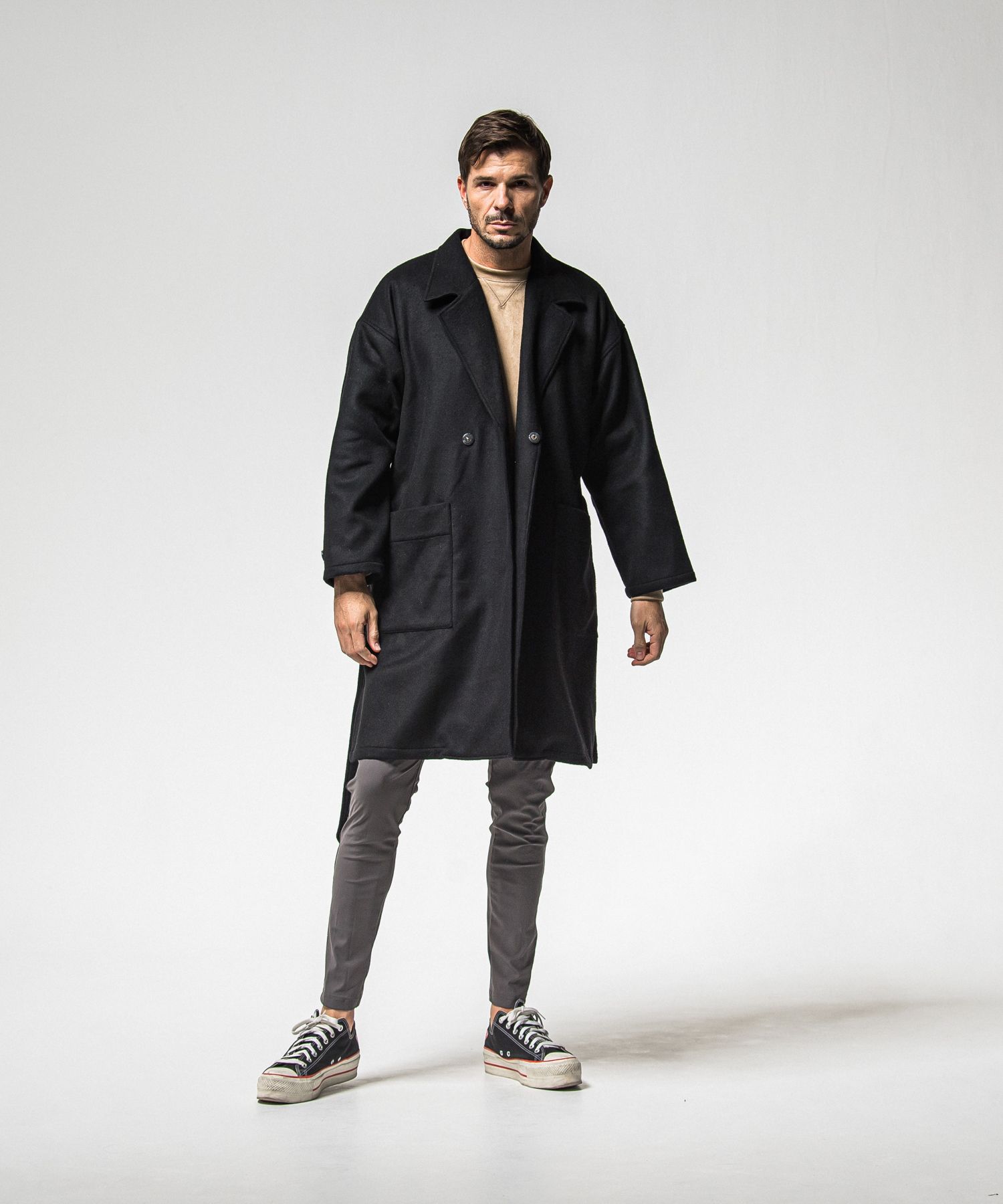 GOWN OVER COAT / RC38-JK-004 / オーバーサイズガウンコート / ブラック (11月上旬入荷予定)