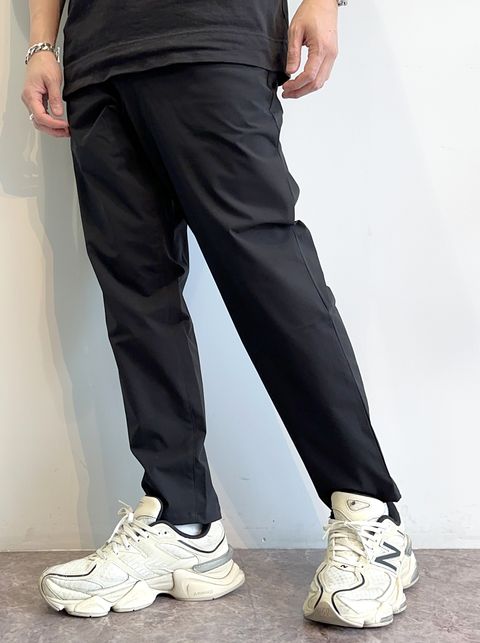 PAT WIDE EASY PANTS / RC31-ST-036 / ベルト付きテーパードワイドパンツ / ナイロンブラック