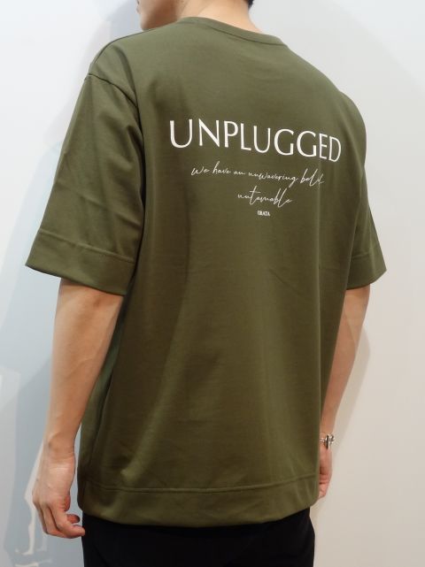 UNPLUGGED BACK T / OR1-T-002 / プリントTシャツ / カーキ