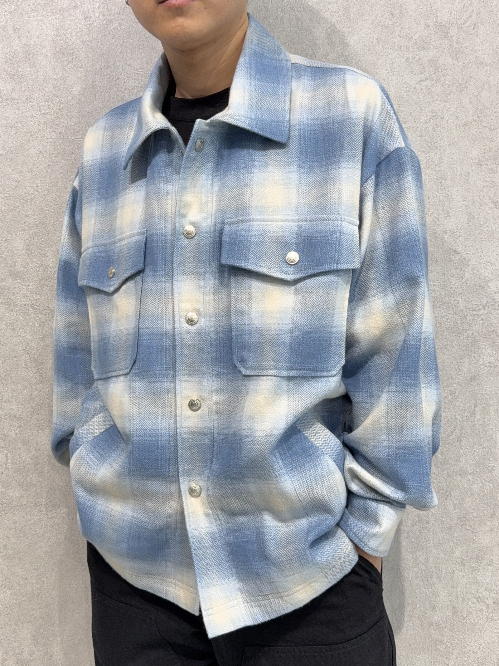 FLANNEL CHECK JK / RC41-JK-006 / フランネルチェックCPOジャケット / サックスブルー