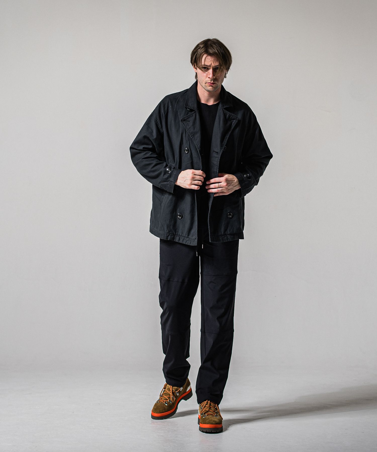 JOHNSON LINE WIDE PANTS / RC39-ST-009WT / ジョンソンラインワイドタックパンツ / ブラック×ブラック (1月下旬入荷予定)