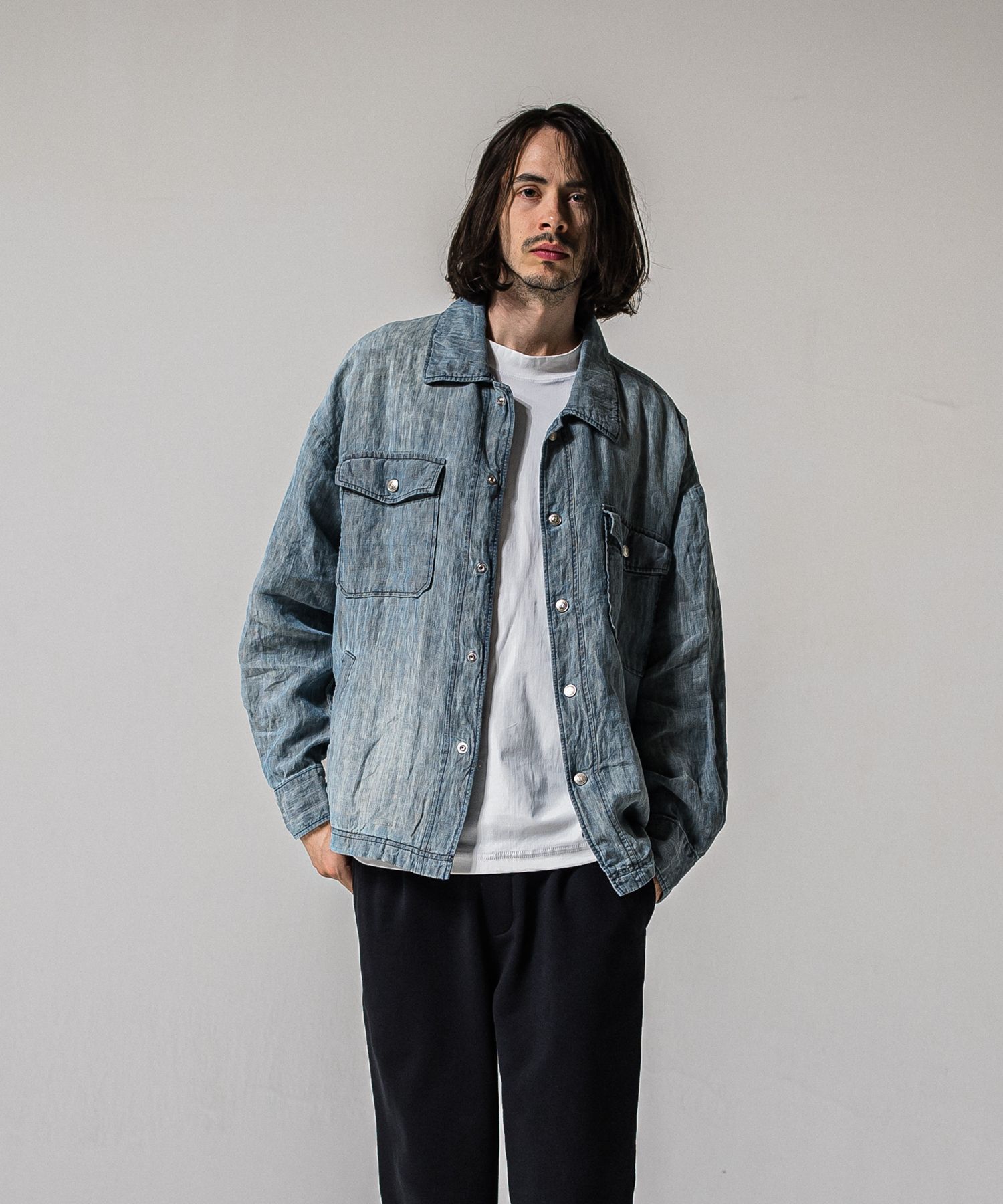 INDIGO LINEN JACK SHIRT / RC39-JK-007 / インディゴリネンシャツジャケット / ライトインディゴ (3月上旬入荷予定)