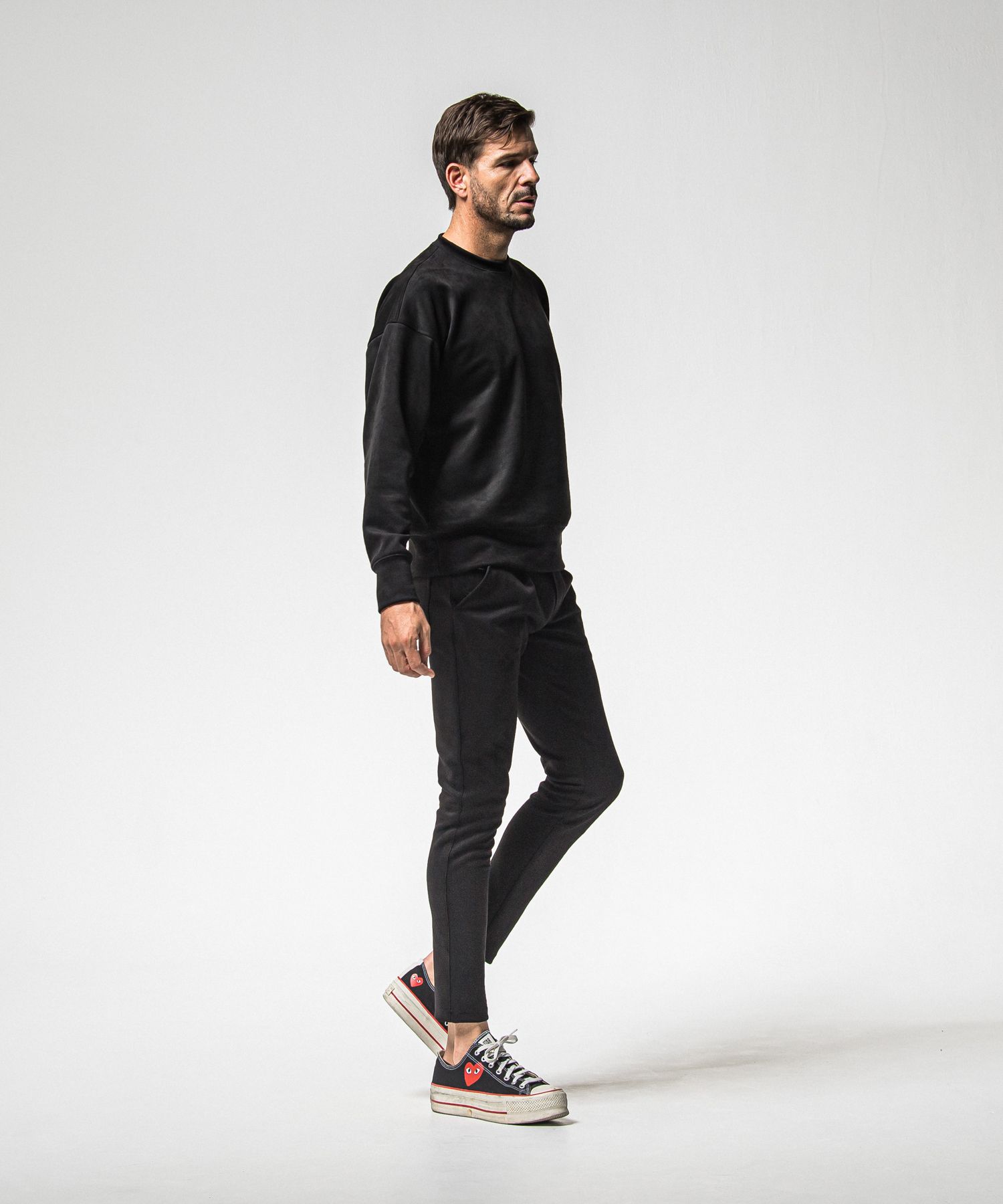 CHRIS EASY SUEDE TUCK  PANTS / RC38-ST-016T / スエードイージータックパンツ / ブラック (1月上旬入荷予定)