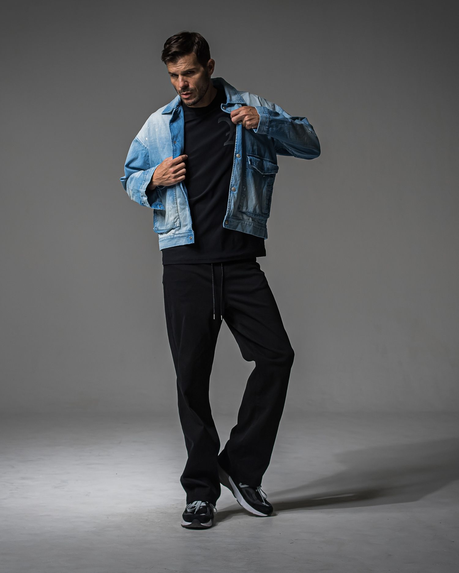 KING DENIM JERSEY / BASIC-ST-005 / デニムジャージ バギーワイドパンツ / ブラック