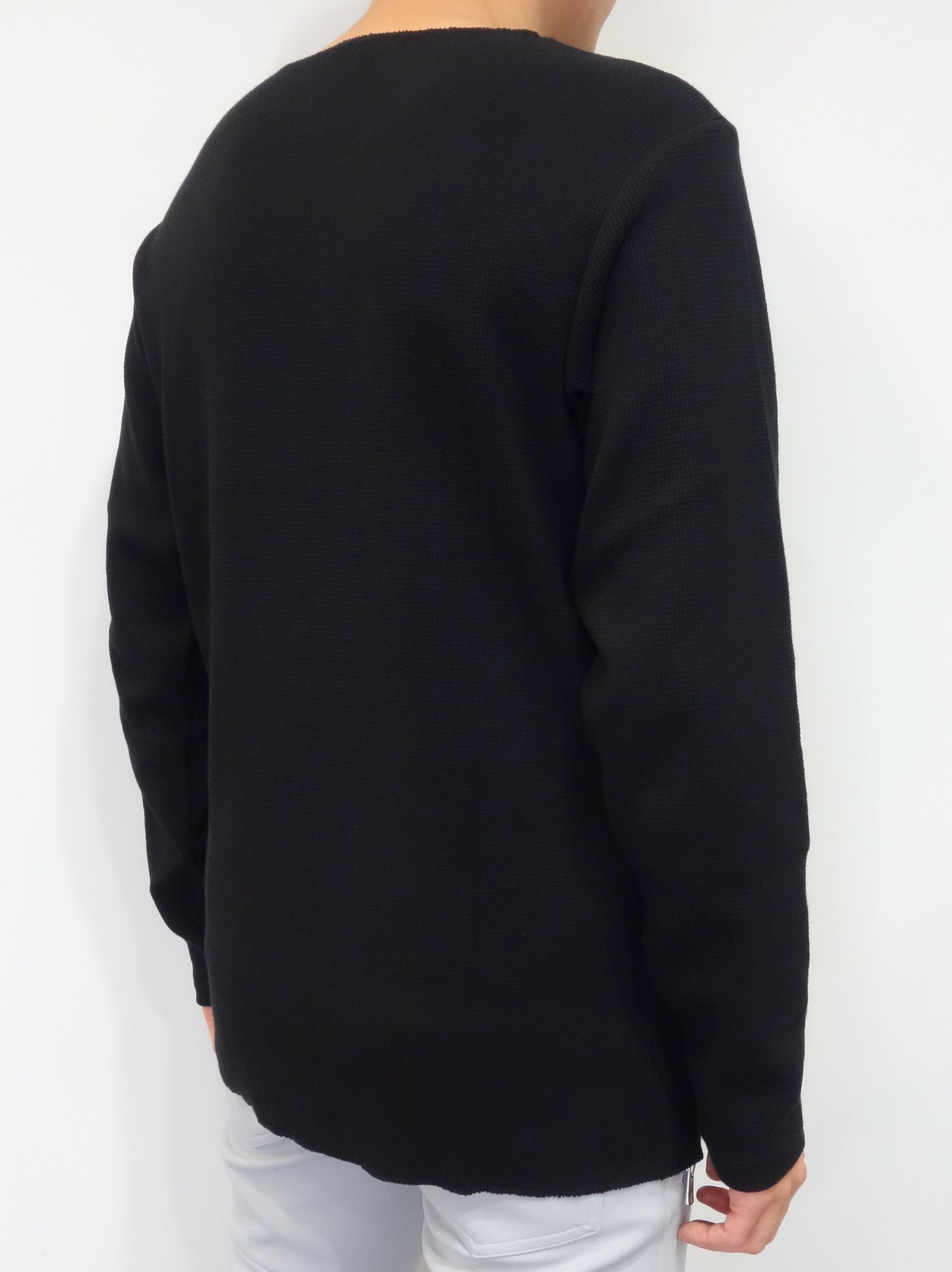 ST COTTON WAFFLE THERMAL / BASIC-CUT-001 / サーマル長袖Tシャツ / ブラック