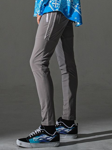 JOHNSON LINE NYLON PT / BASIC-ST-009 / ジョンソンラインナイロンパンツ / グレー×シルバー (7月下旬入荷予定)