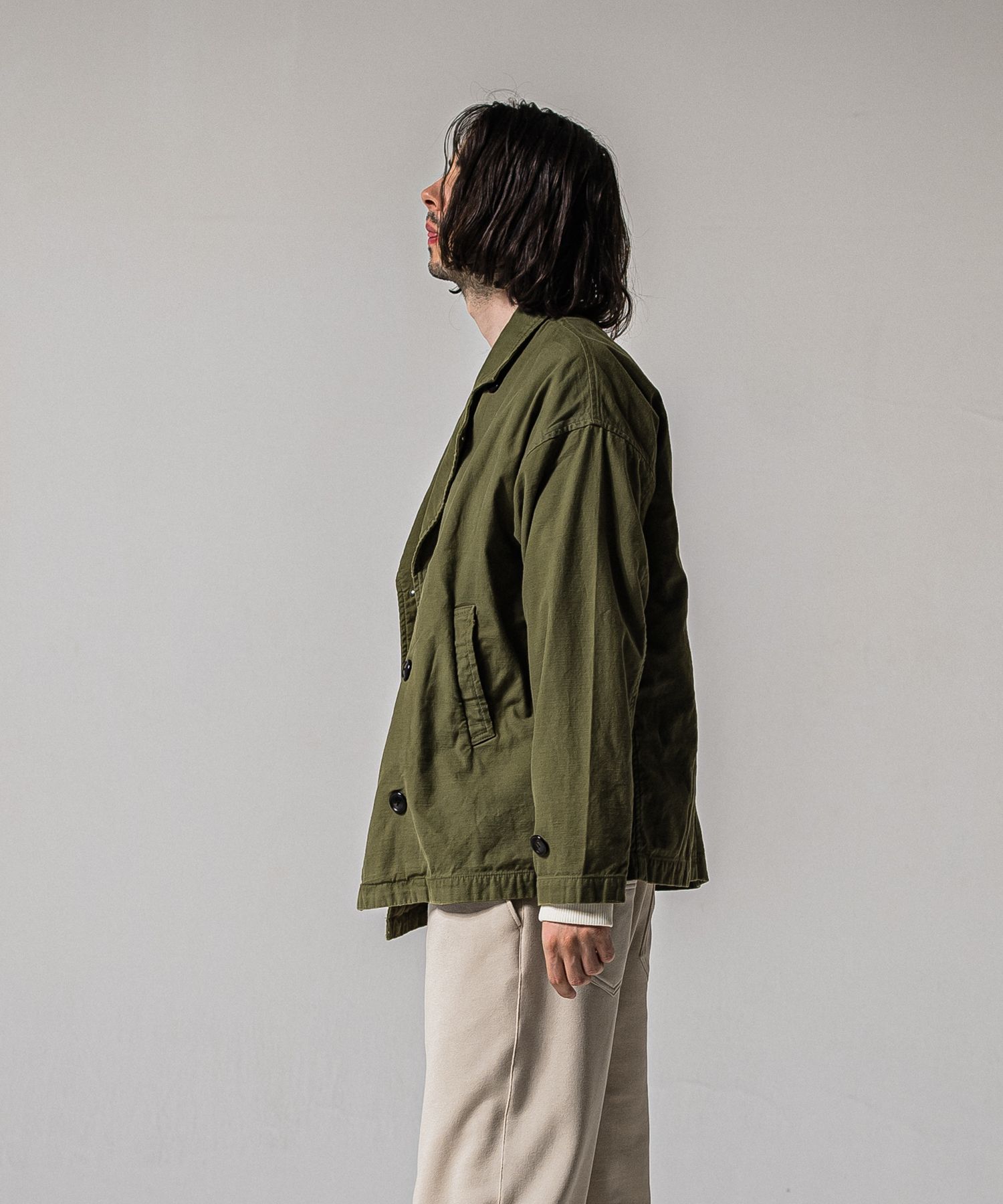 MV OVER PCOAT / RC39-JK-006 / ミリタリーピーコートジャケット / カーキ (2月上旬入荷予定)