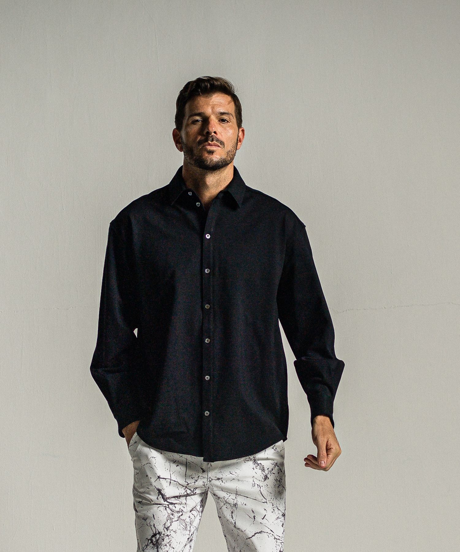 JERSEY JACK SHIRT / RC34-SH-001 / 裏起毛オーバーサイズシャツ / ブラック