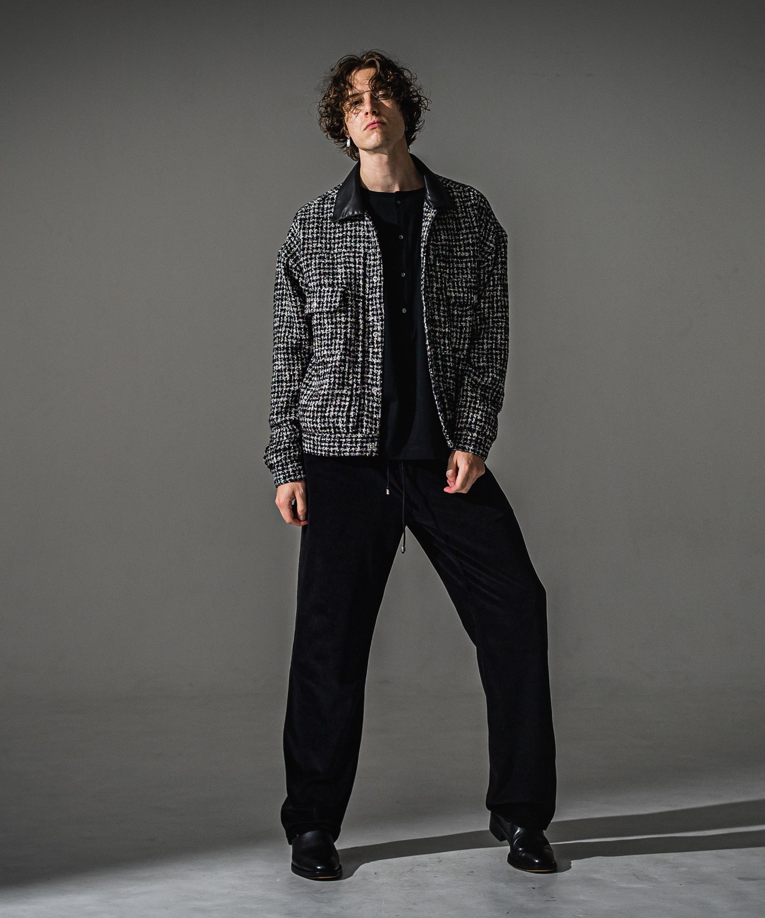 VELOUR SEMIWIDE TUCK PT / RC41-ST-044 / ベロアセミワイドタックパンツ / ブラック (9月中旬入荷予定)