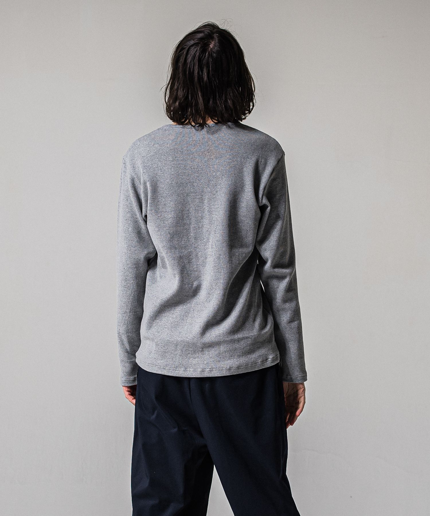 WAFFLE HENRY / RC39-C-001 / サーマルヘンリーネックロングTシャツ / グレー (1月中旬入荷予定)