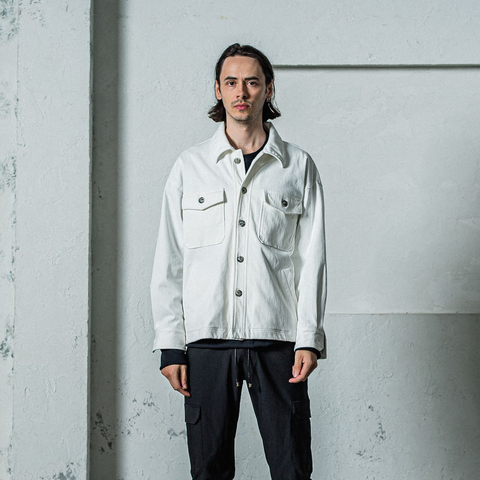 DENIM JERSEY OVER CPO / RC35-JK-002 / デニムジャージCPOジャケット / ホワイト