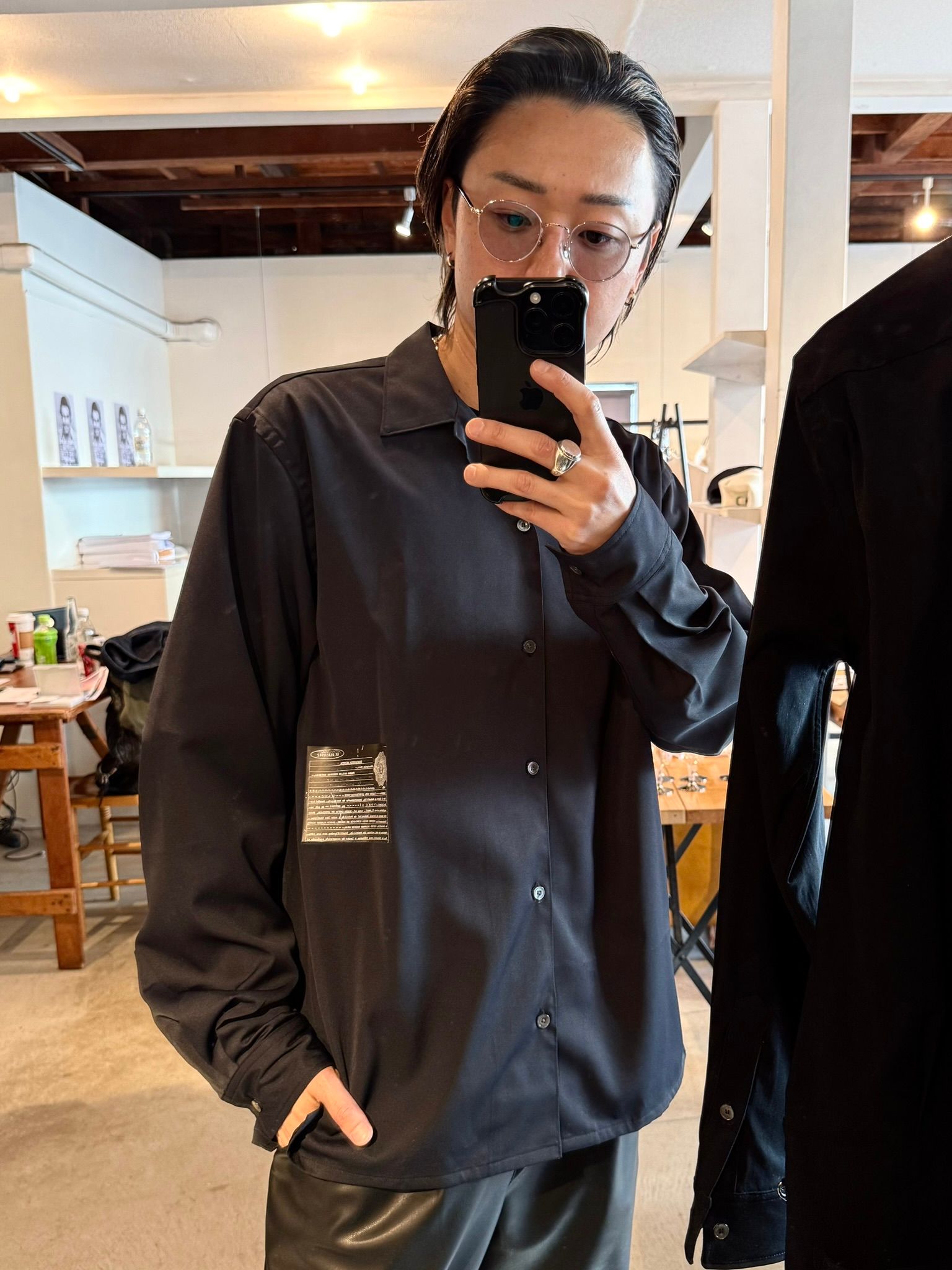 WILL SHIRTS / DP1-SH-001 / ウィルプリントオープンカラーシャツ / ブラック (3月中旬入荷予定)