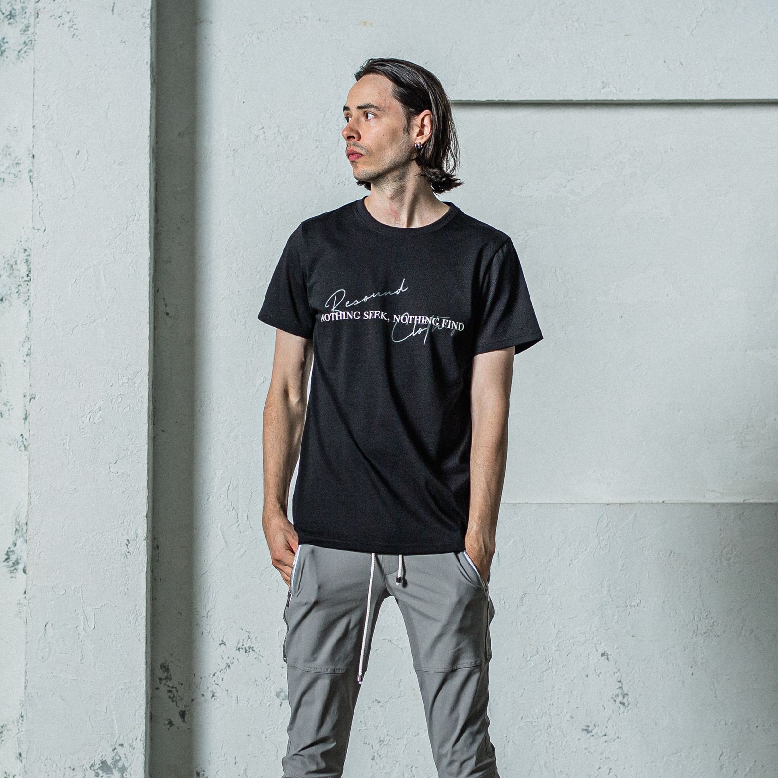 NSNF BASIC TEE / RC35-T-003 / メッセージロゴジャストTシャツ / ブラック