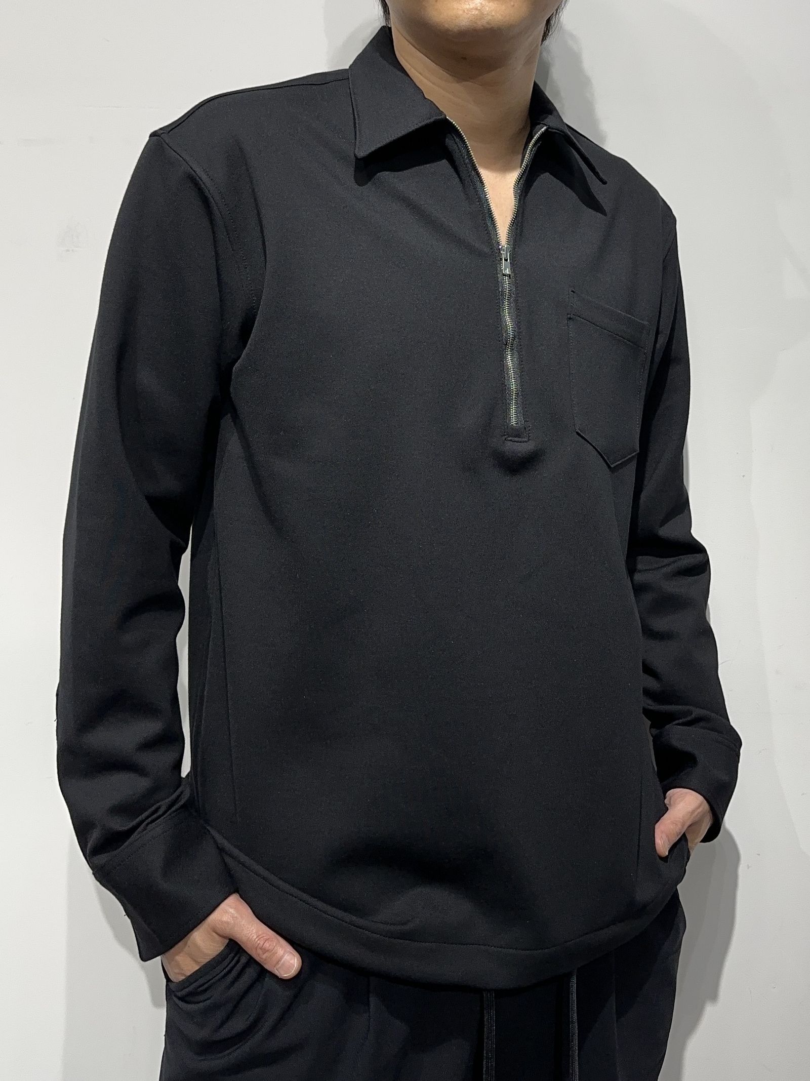 PULLOVER JERSEY SHIRT / RC34-SH-002 / 裏起毛ハーフジップシャツ / ブラック