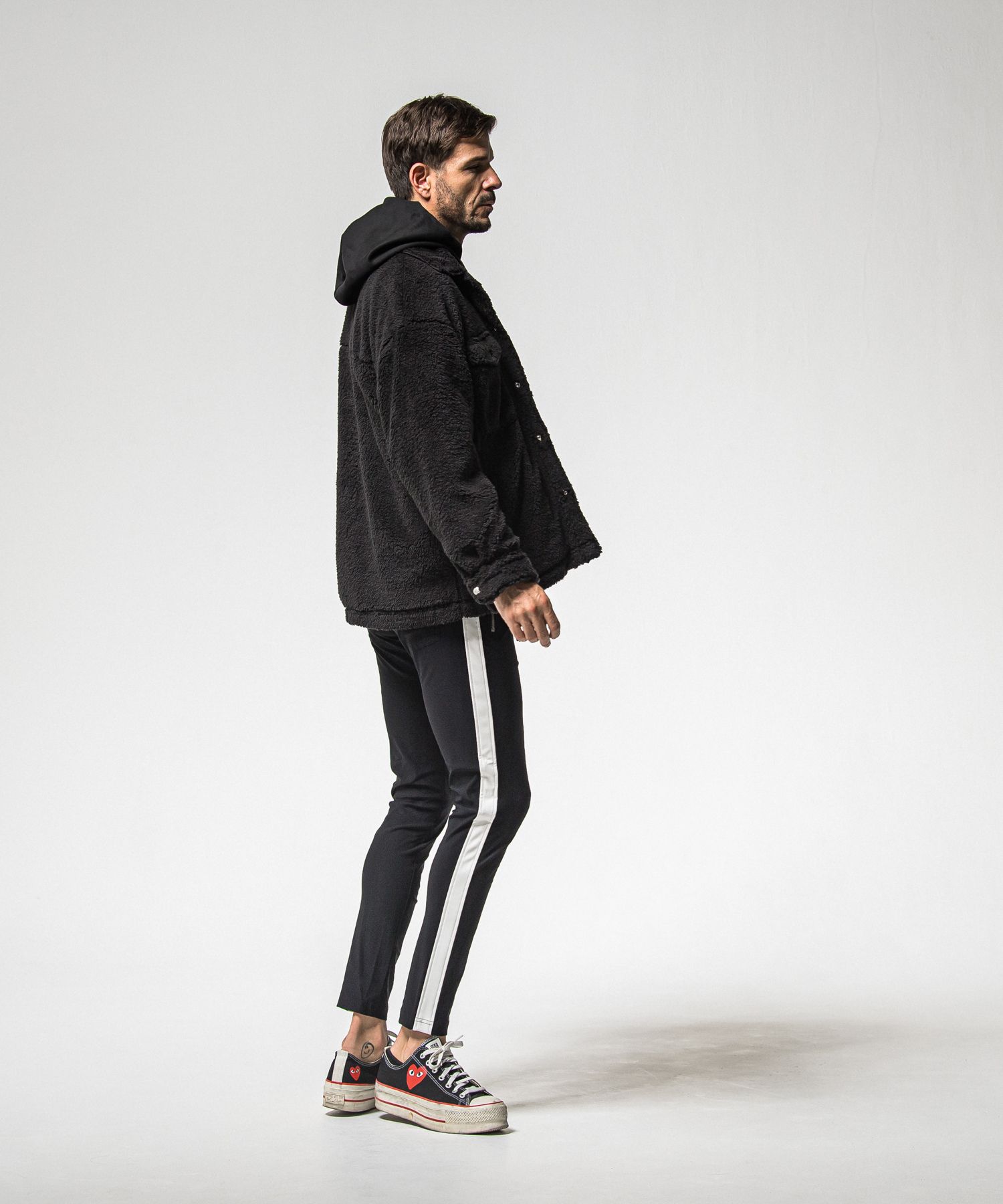 SUEDE LOOSE HOODIE / RC38-C-006 / スエードパーカー / ブラック (1月上旬入荷予定)
