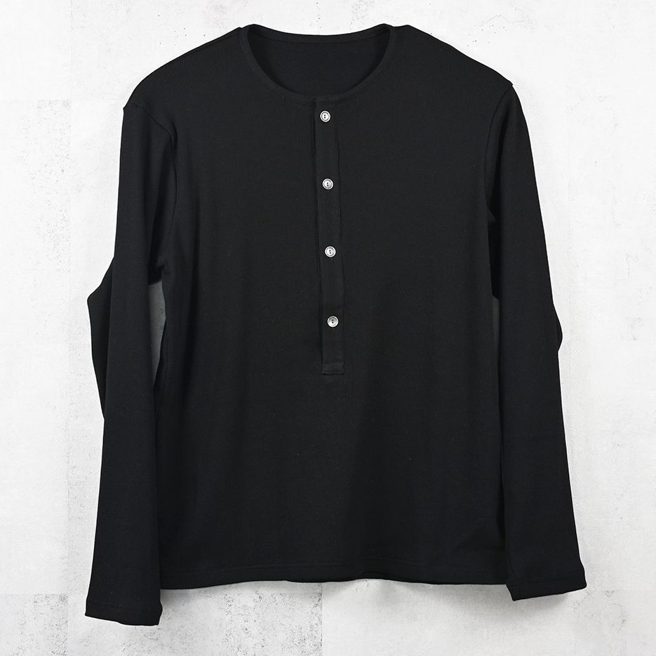 RIB HENRY LONGSLEEVE / RC41-T-005 / リブヘンリーネック長袖Tシャツ / ブラック (7月中旬入荷予定)