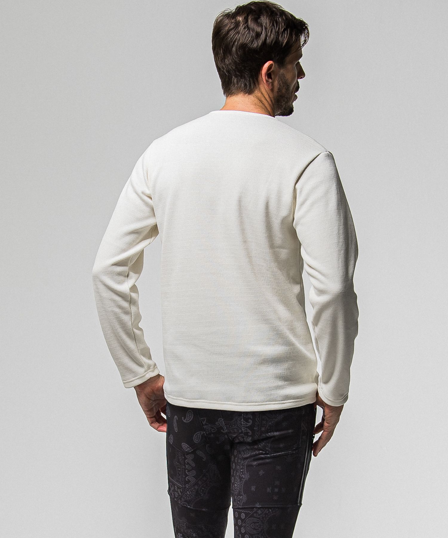 VELOURS FLEECE THERMAL HENRY / RC38-C-003 / 裏起毛サーマルヘンリーネックロングTシャツ / ホワイト (10月中旬入荷予定)