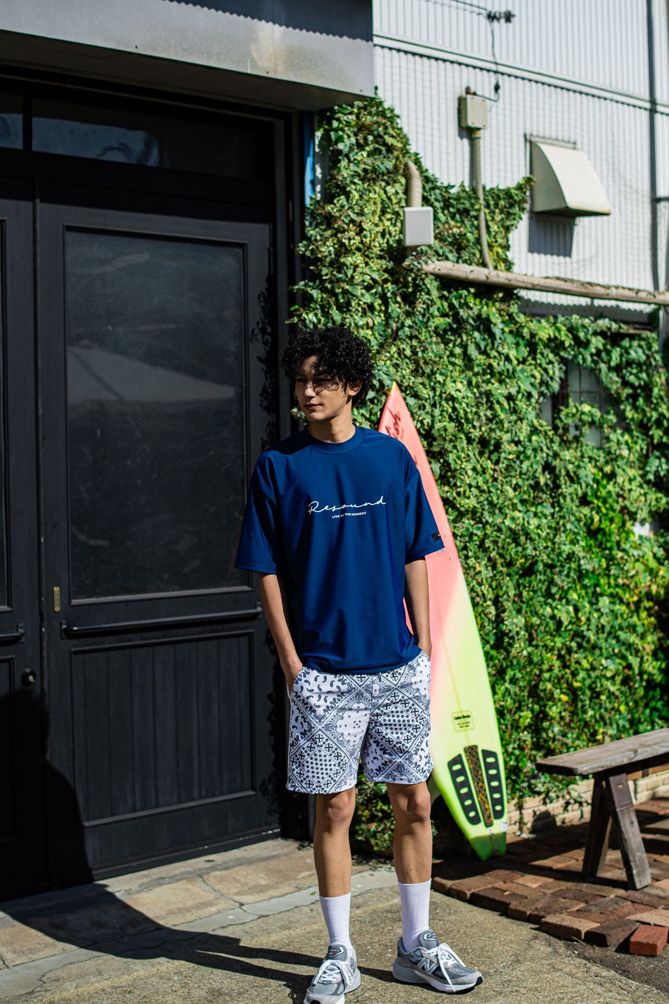 HANDWRITING RUSH OVER T / RC32-T-010 / ハンドライティングロゴラッシュガードビッグTシャツ / ネイビー