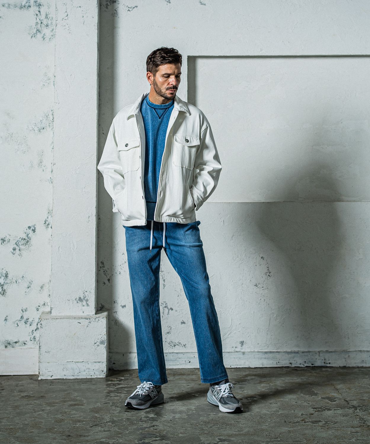 DENIM JERSEY OVER CPO / RC35-JK-002 / デニムジャージCPOジャケット / ホワイト