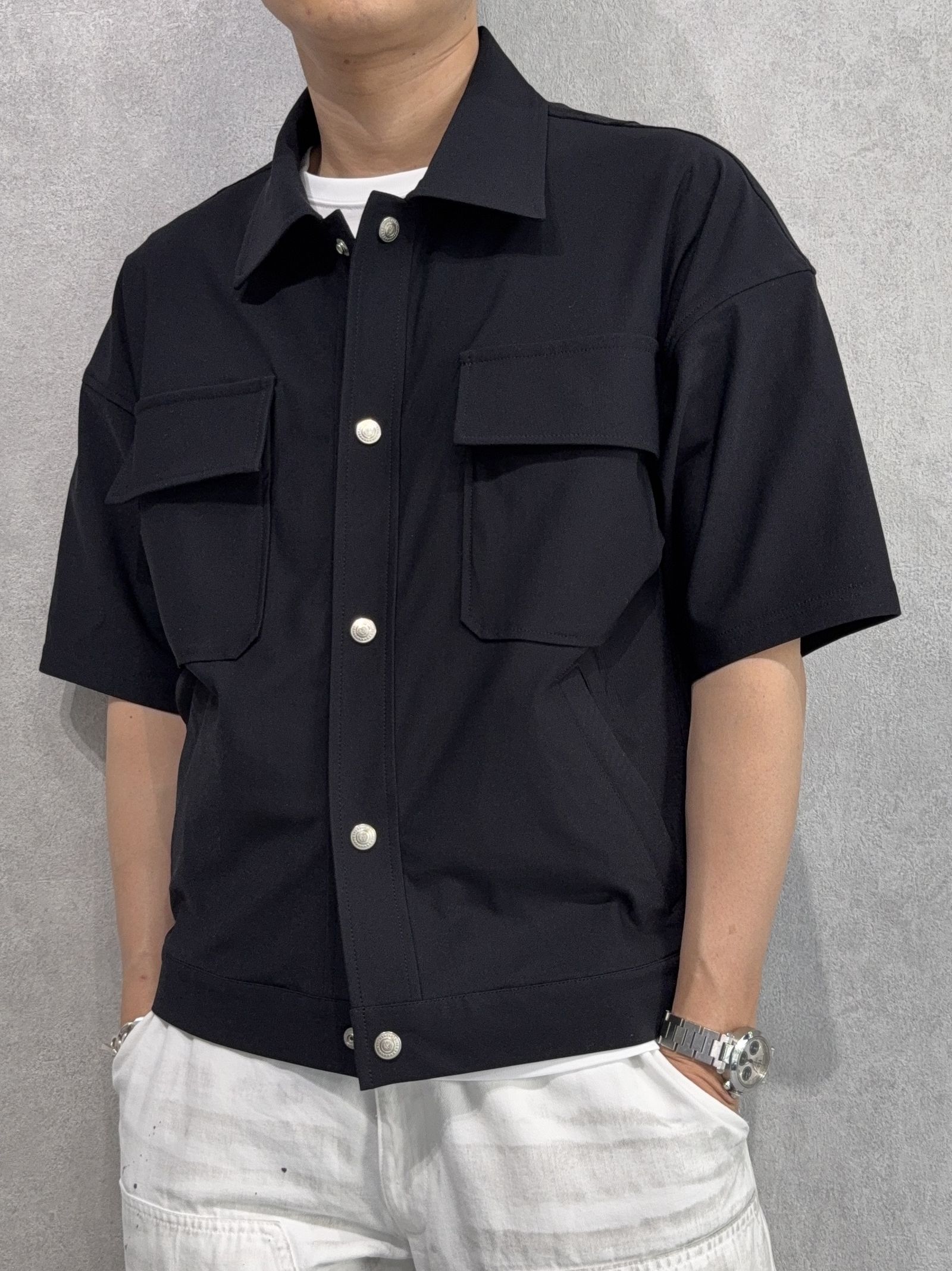 CPO HALF SHIRTS JK / RC40-SH-003 / 半袖ナイロンCPOジャケット / ブラック